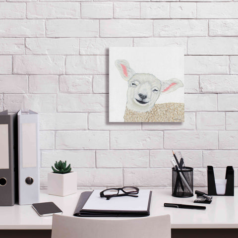 Image of 'Smiling Sheep' by Ashley Justice, Giclee Canvas Wall Art,12x12