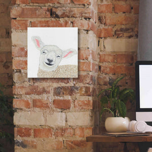 'Smiling Sheep' by Ashley Justice, Giclee Canvas Wall Art,12x12