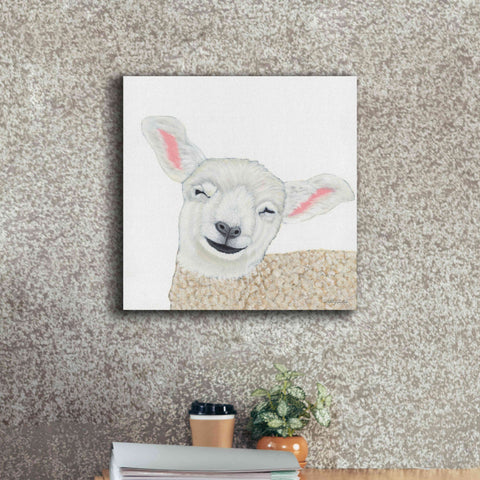 Image of 'Smiling Sheep' by Ashley Justice, Giclee Canvas Wall Art,18x18