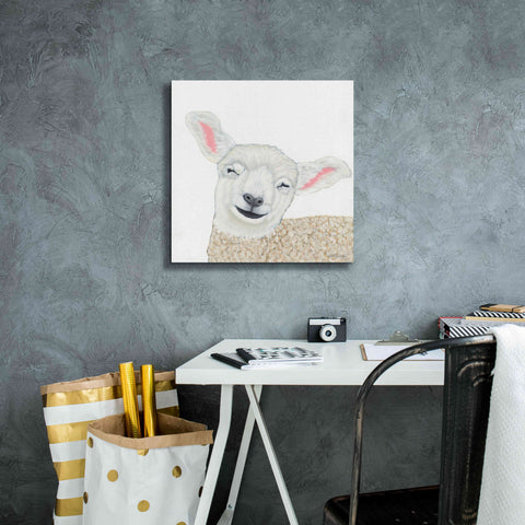 Image of 'Smiling Sheep' by Ashley Justice, Giclee Canvas Wall Art,18x18