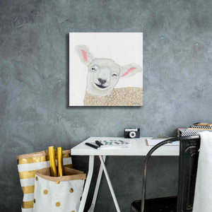 'Smiling Sheep' by Ashley Justice, Giclee Canvas Wall Art,18x18