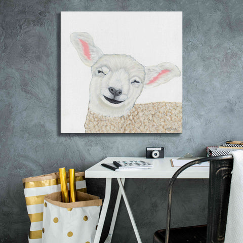 Image of 'Smiling Sheep' by Ashley Justice, Giclee Canvas Wall Art,26x26