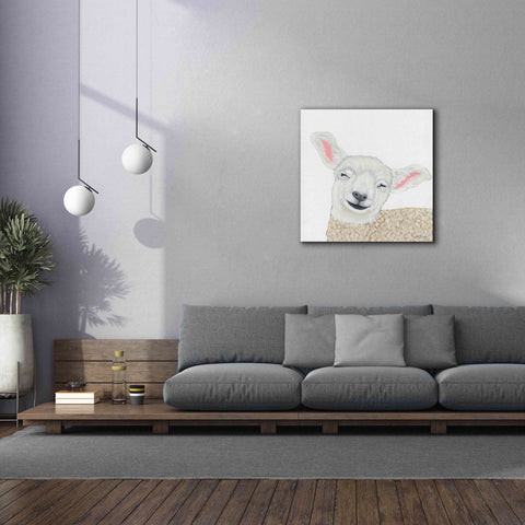 Image of 'Smiling Sheep' by Ashley Justice, Giclee Canvas Wall Art,37x37
