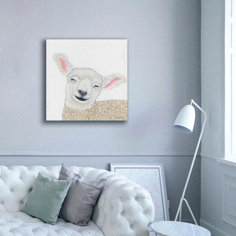 Image of 'Smiling Sheep' by Ashley Justice, Giclee Canvas Wall Art,37x37