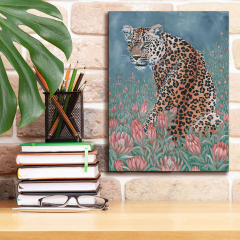 Image of 'Leopard in the Flowers' by JG Studios, Giclee Canvas Wall Art,12x16