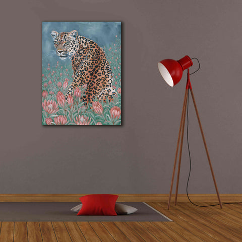 Image of 'Leopard in the Flowers' by JG Studios, Giclee Canvas Wall Art,26x34