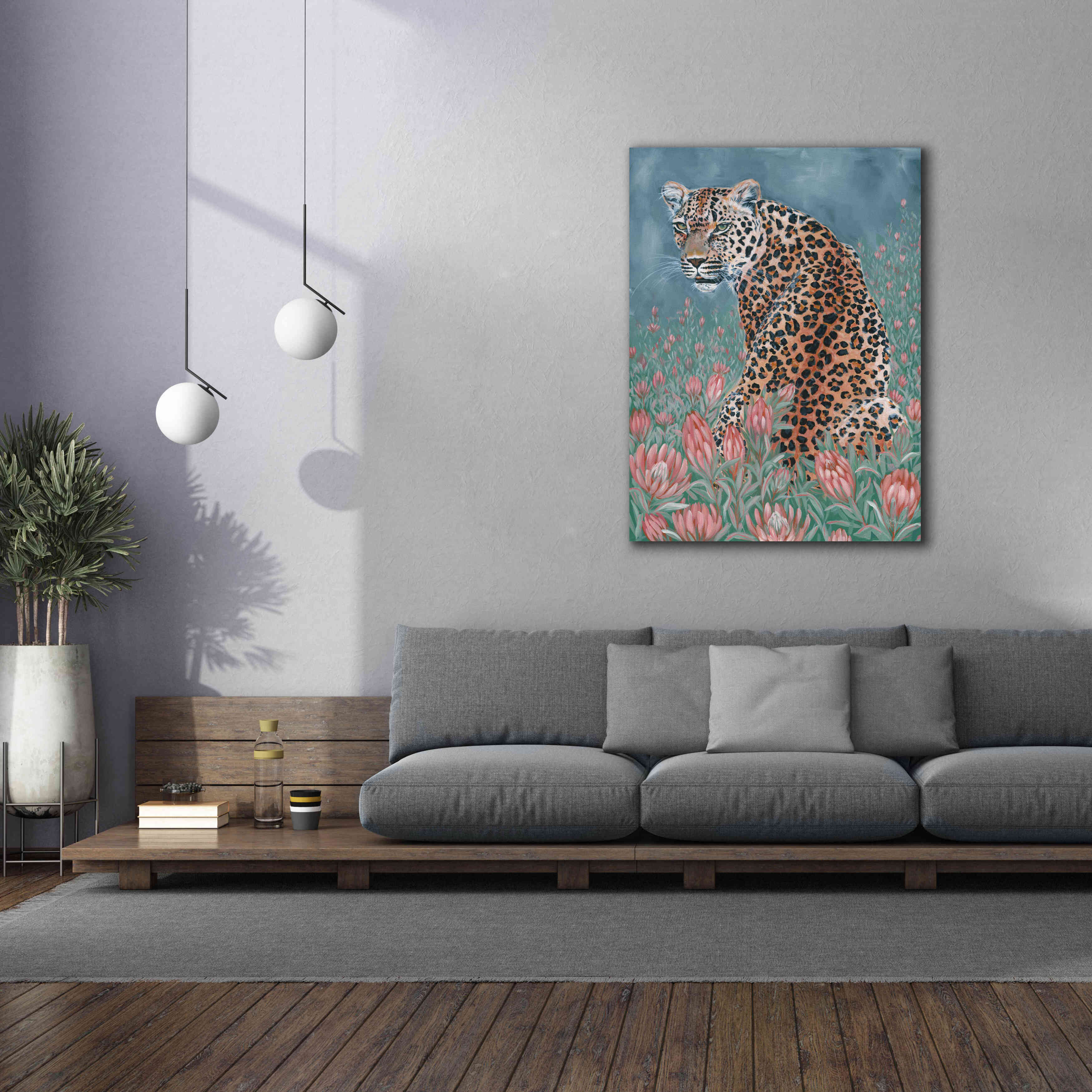 'Leopard in the Flowers' by JG Studios, Giclee Canvas Wall Art,40x54