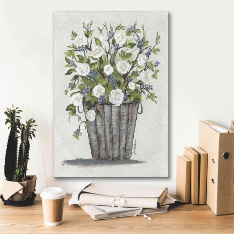 Image of 'Sweet Rose Basket' by Julie Norkus, Giclee Canvas Wall Art,18x26
