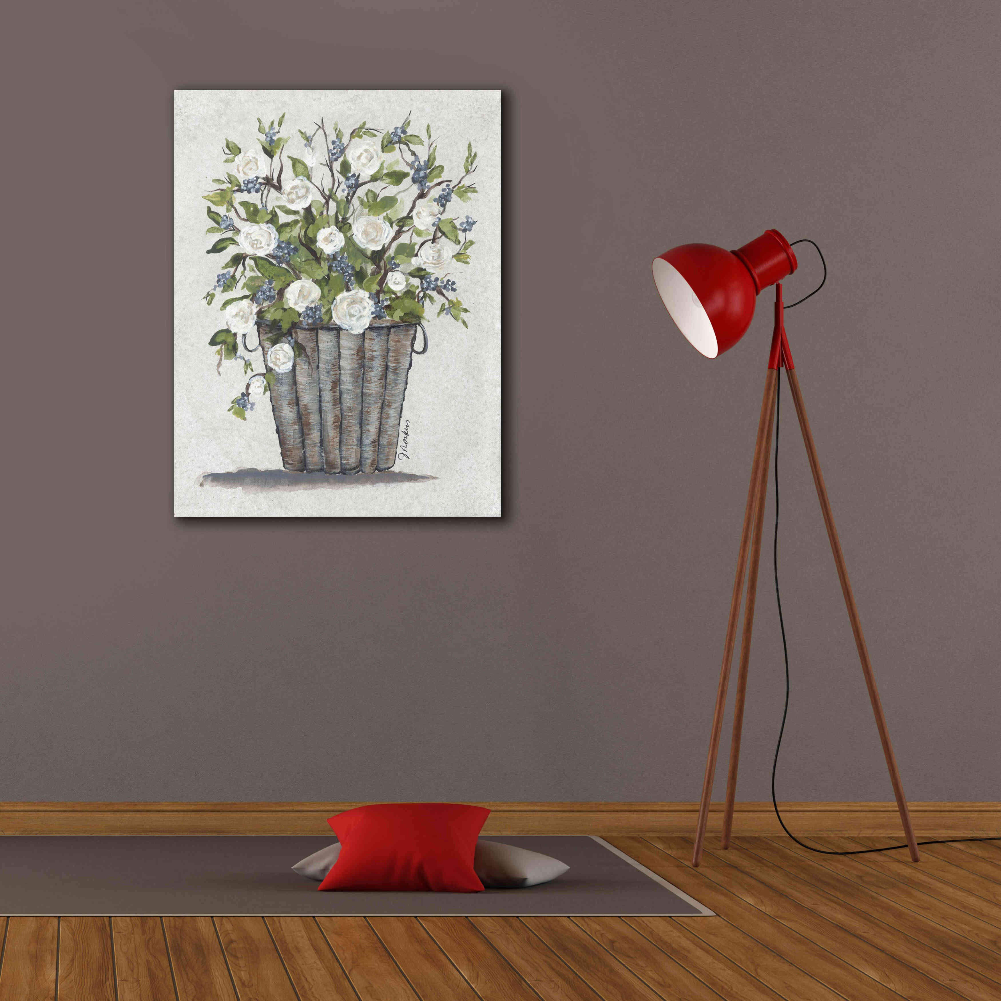 'Sweet Rose Basket' by Julie Norkus, Giclee Canvas Wall Art,26x34