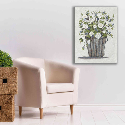 Image of 'Sweet Rose Basket' by Julie Norkus, Giclee Canvas Wall Art,26x34