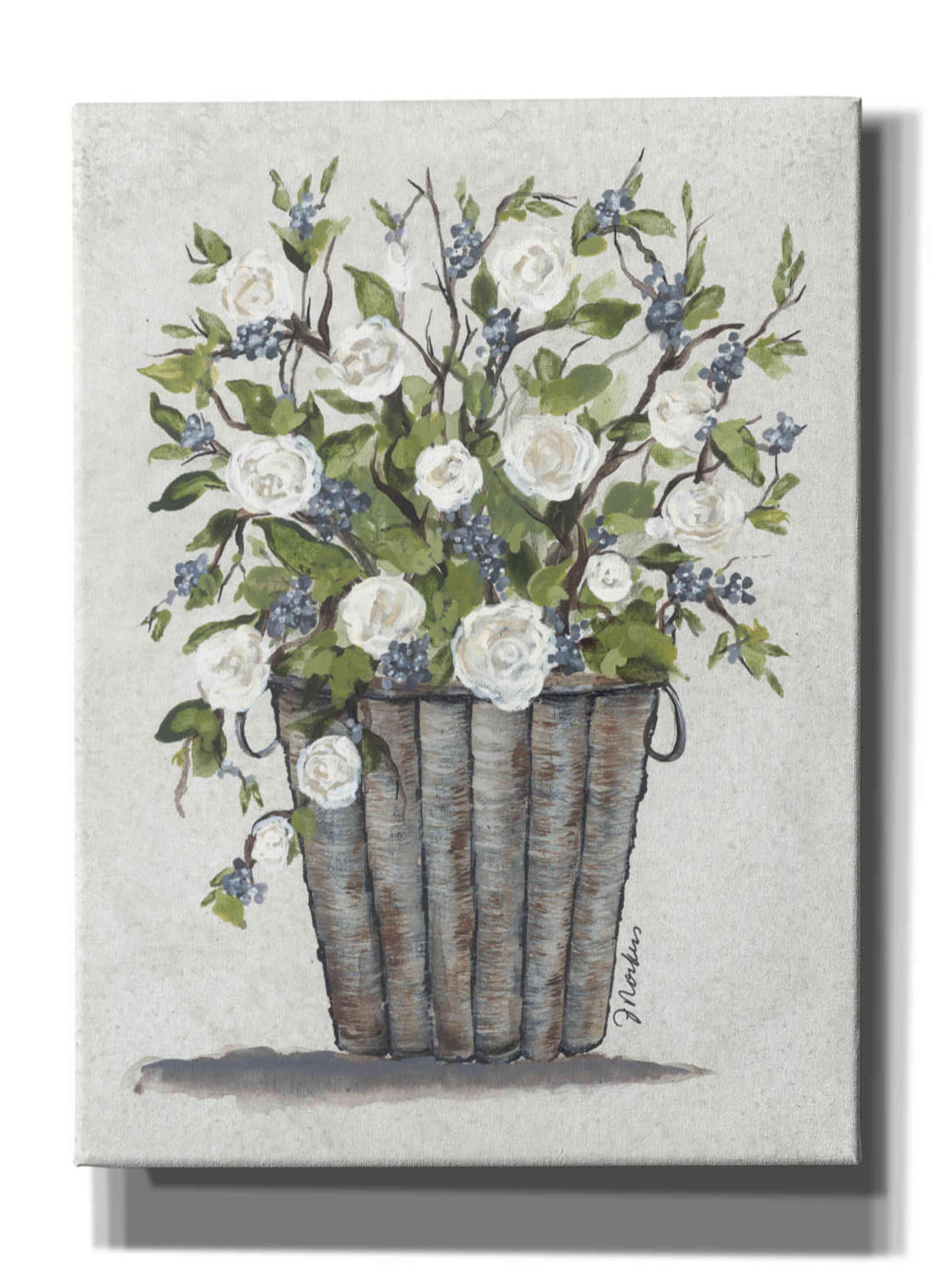 'Sweet Rose Basket' by Julie Norkus, Giclee Canvas Wall Art
