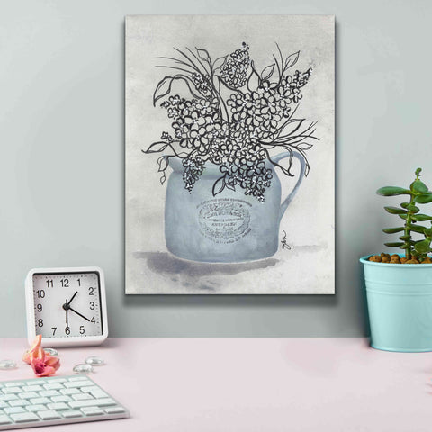 Image of 'Sketchy Floral Enamel Pot' by Julie Norkus, Giclee Canvas Wall Art,12x16