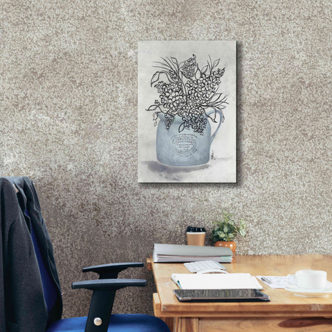 Image of 'Sketchy Floral Enamel Pot' by Julie Norkus, Giclee Canvas Wall Art,18x26
