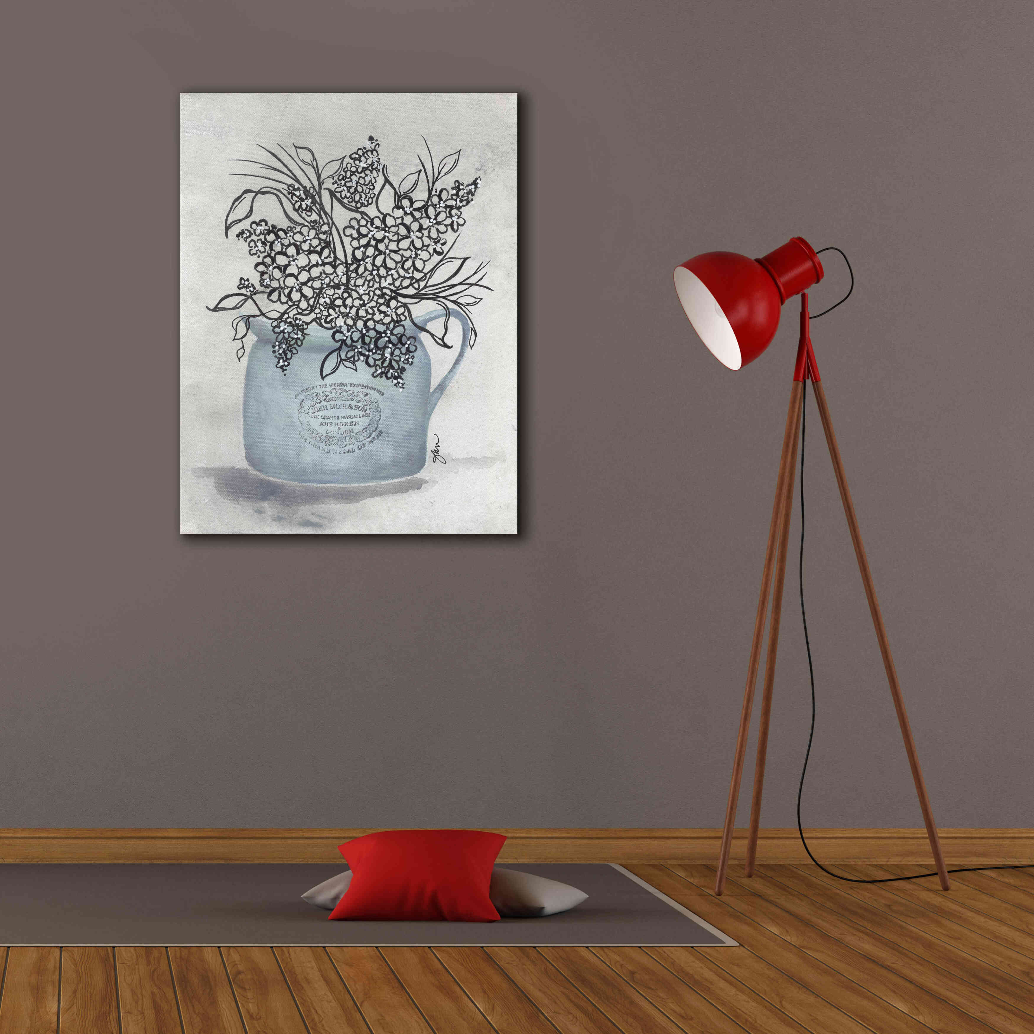 'Sketchy Floral Enamel Pot' by Julie Norkus, Giclee Canvas Wall Art,26x34