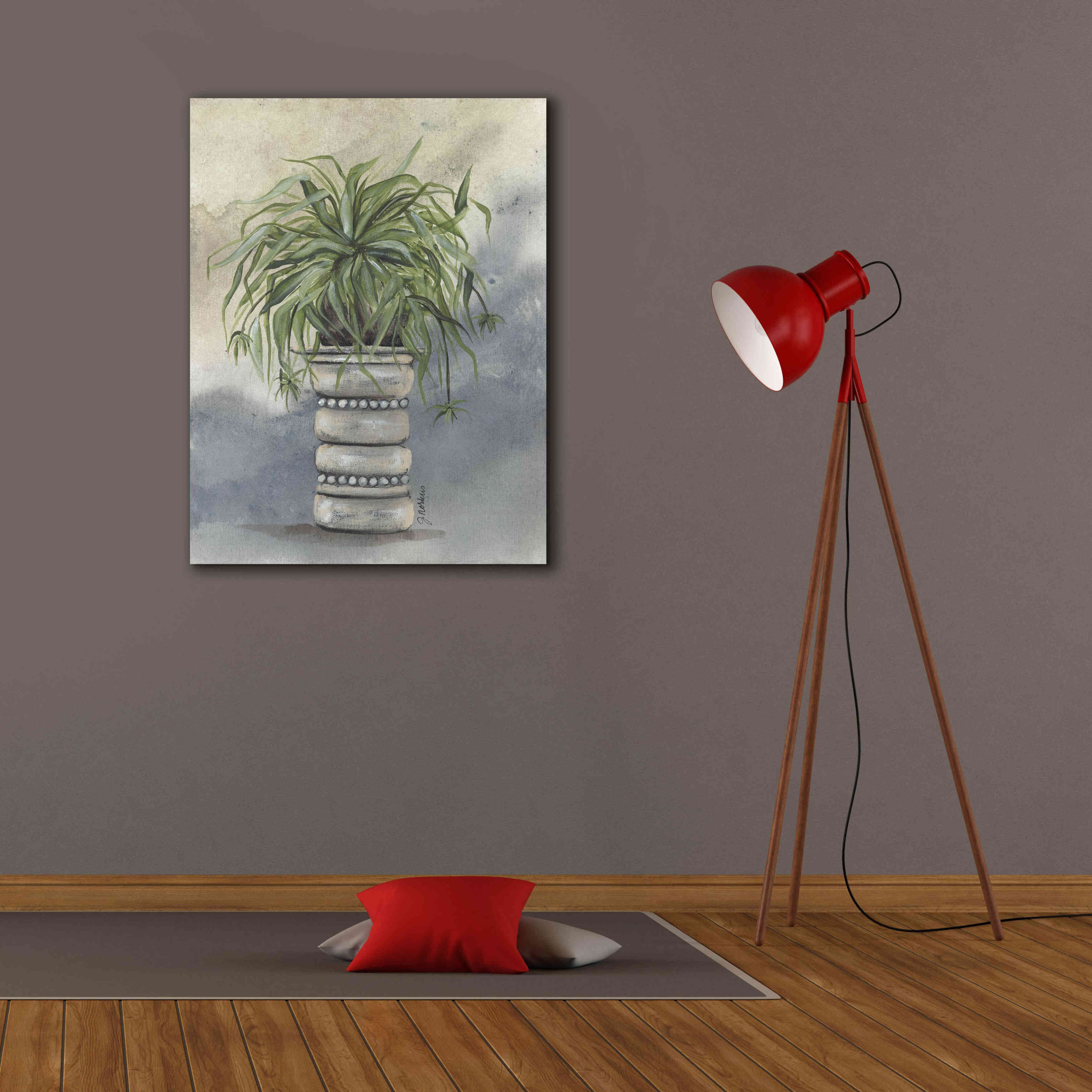 'Spider Plant in Pottery' by Julie Norkus, Giclee Canvas Wall Art,26x34