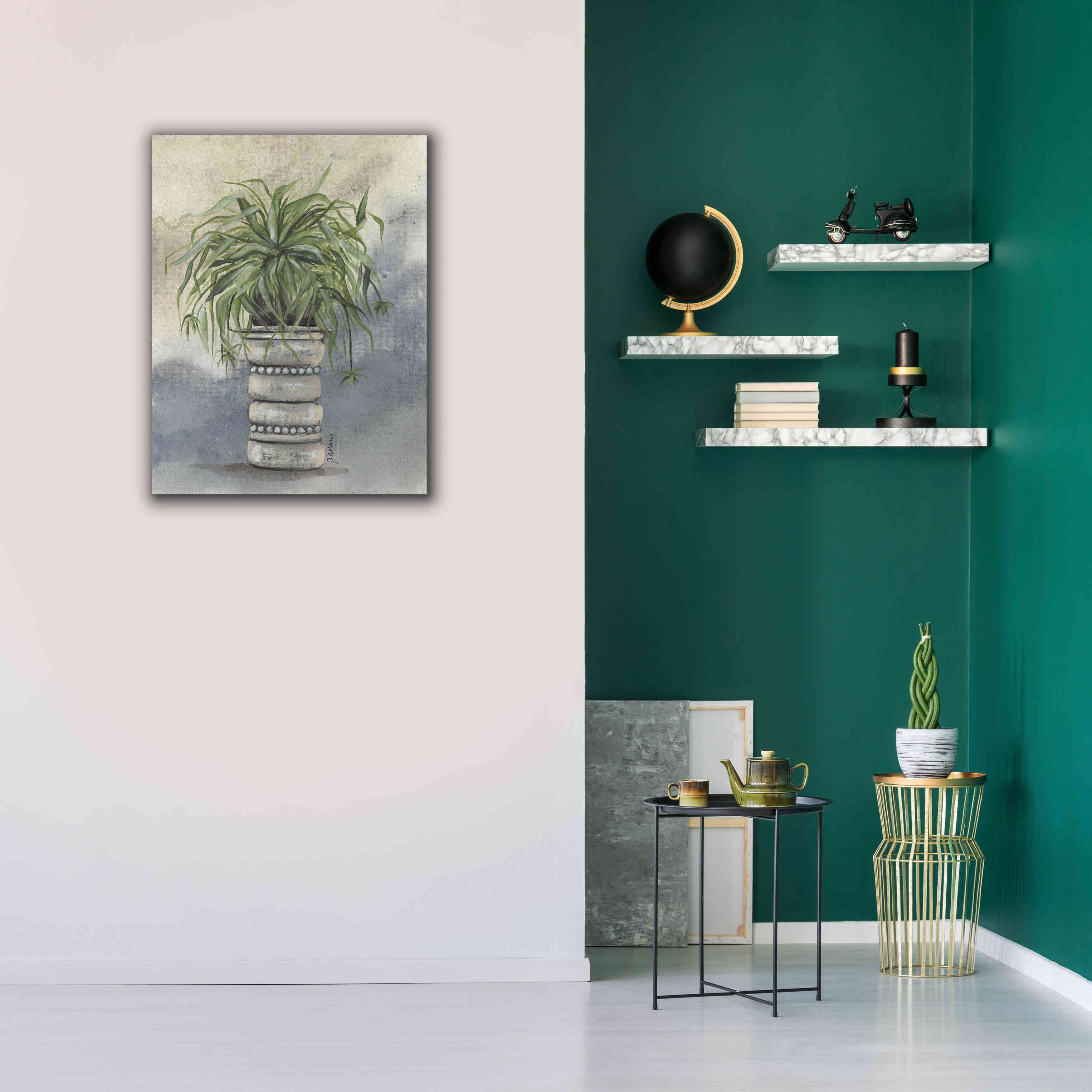 'Spider Plant in Pottery' by Julie Norkus, Giclee Canvas Wall Art,26x34