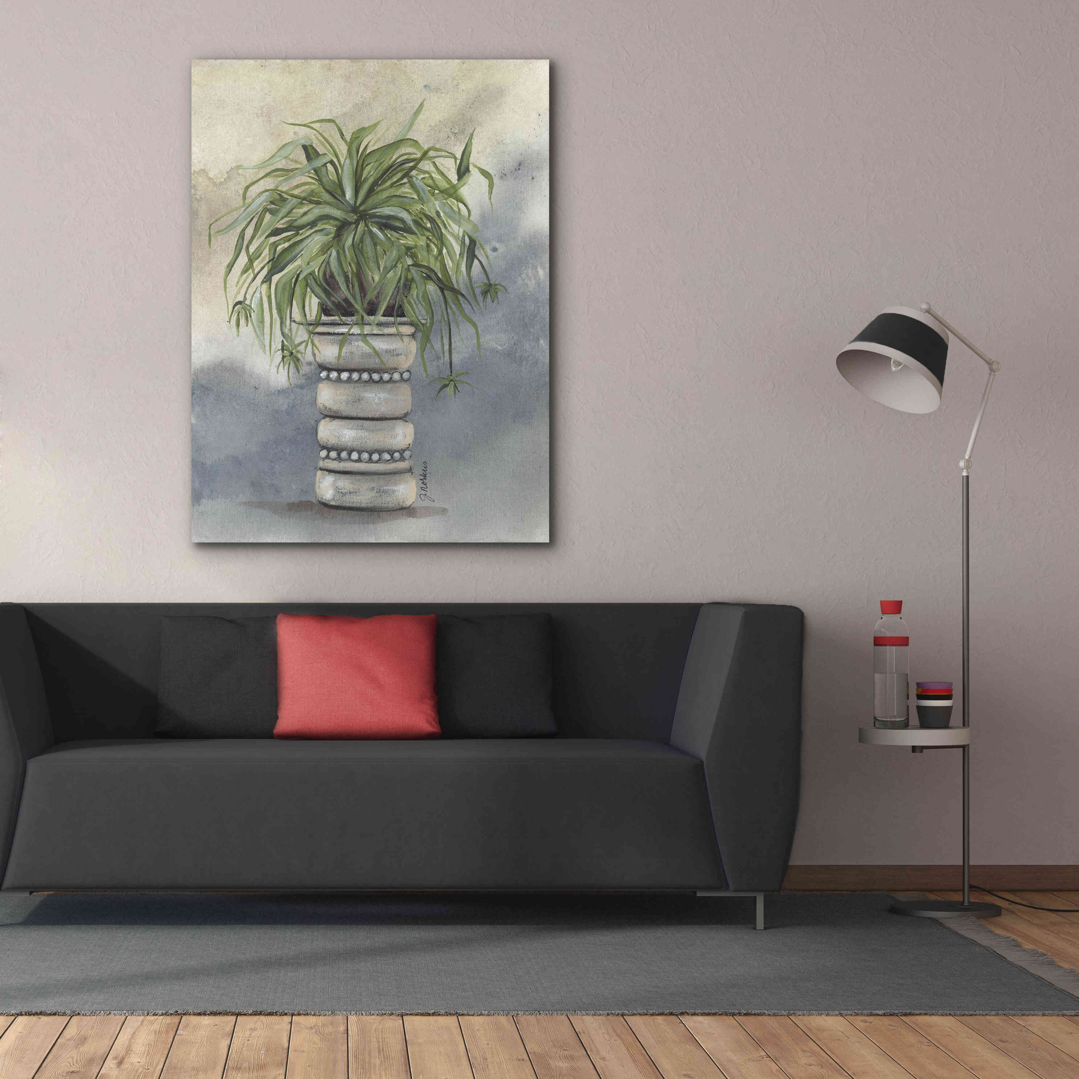 'Spider Plant in Pottery' by Julie Norkus, Giclee Canvas Wall Art,40x54