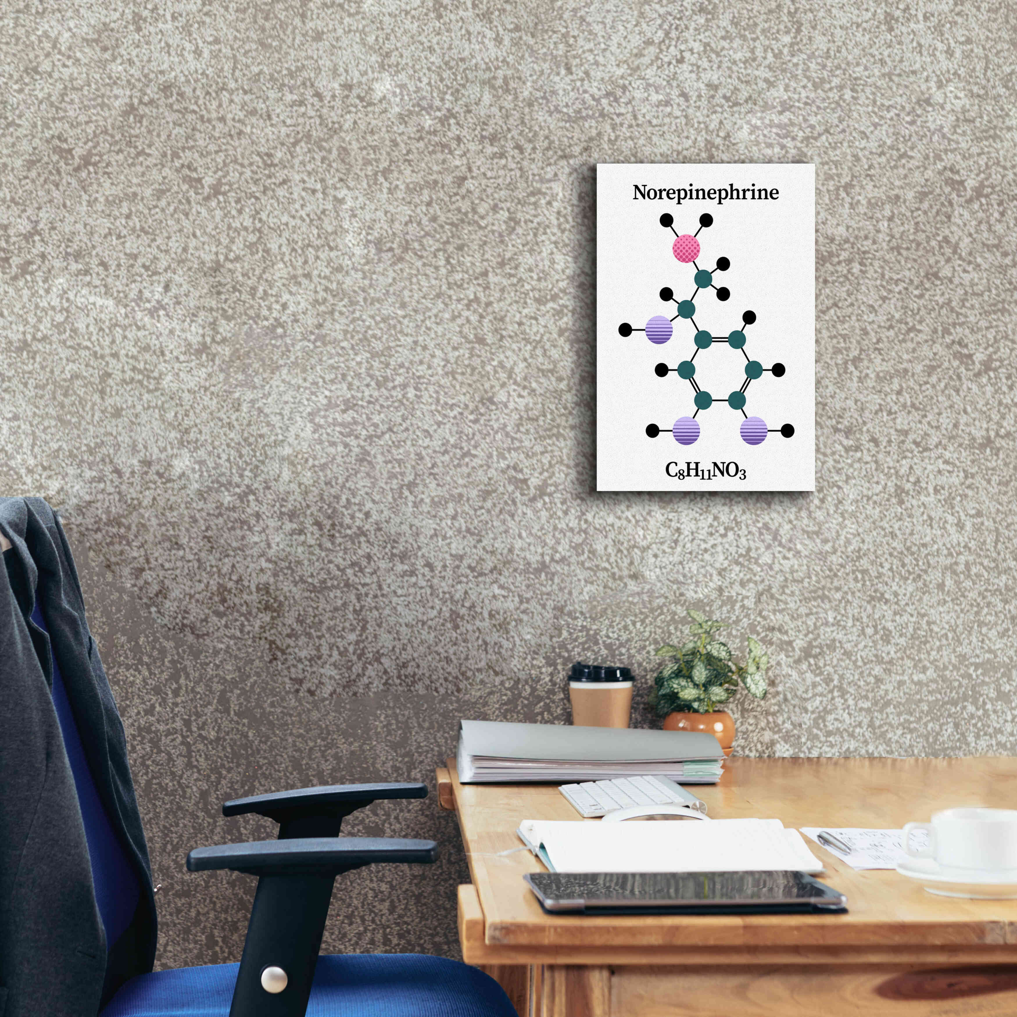'Norepinephrine Molecule' by Epic Portfolio, Giclee Canvas Wall Art,12x18