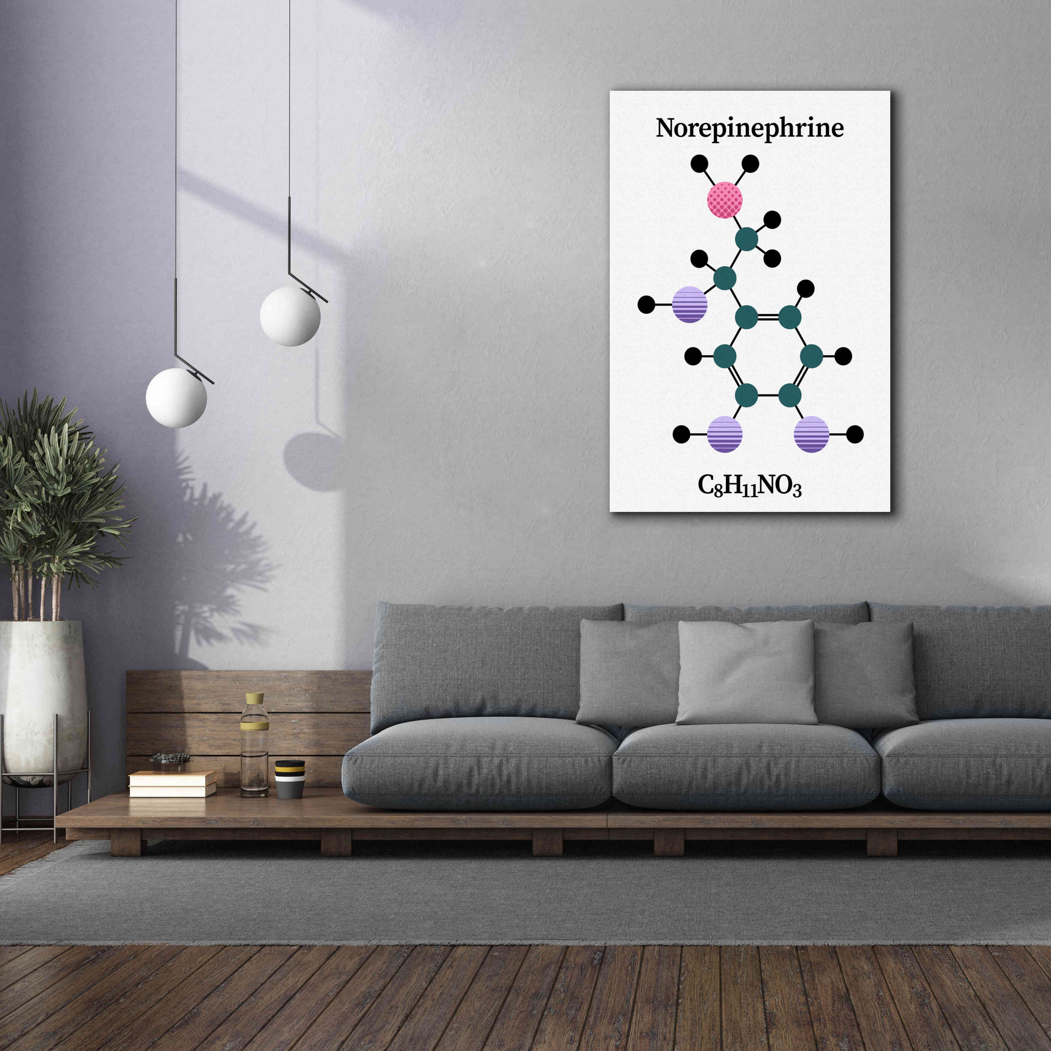 'Norepinephrine Molecule' by Epic Portfolio, Giclee Canvas Wall Art,40x60