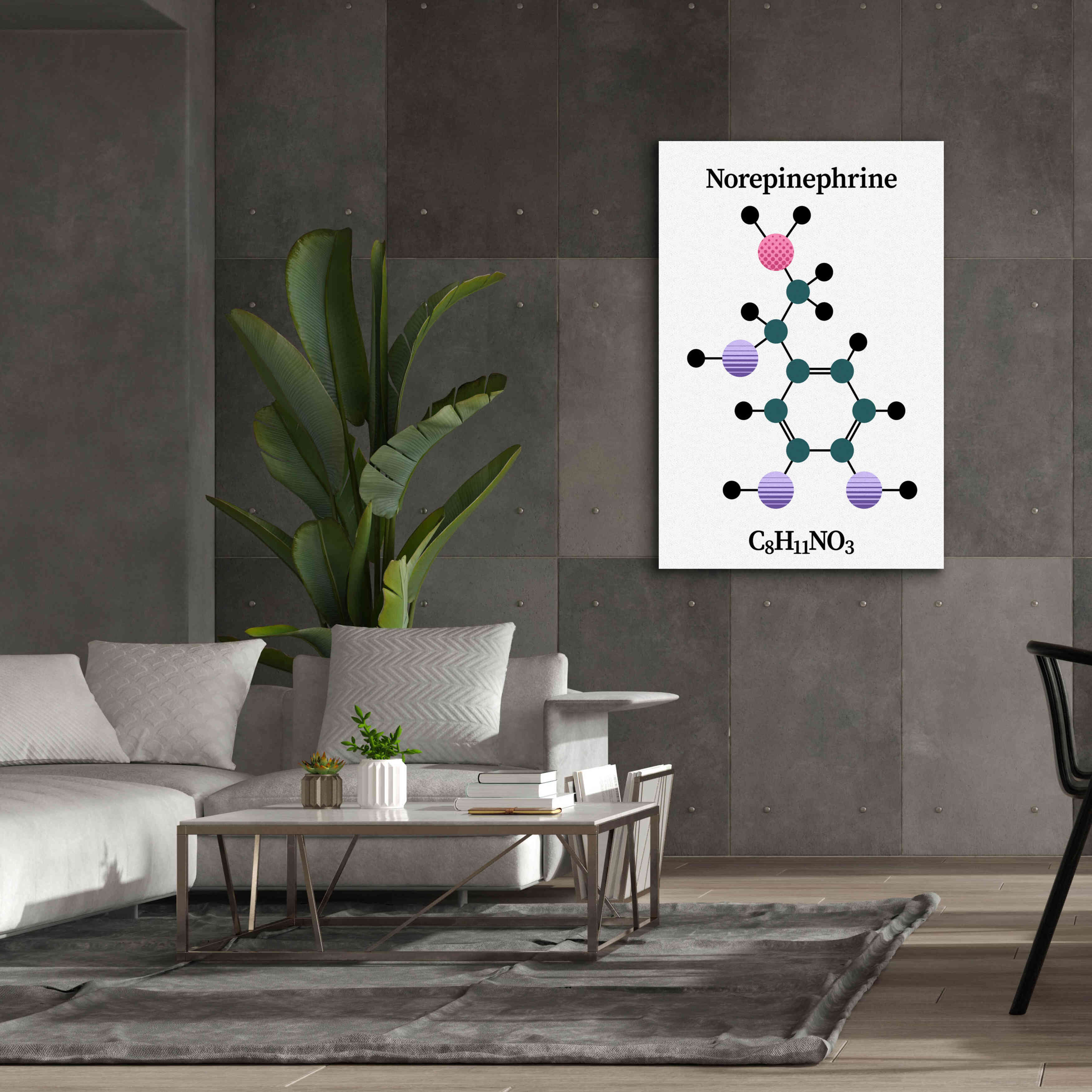 'Norepinephrine Molecule' by Epic Portfolio, Giclee Canvas Wall Art,40x60