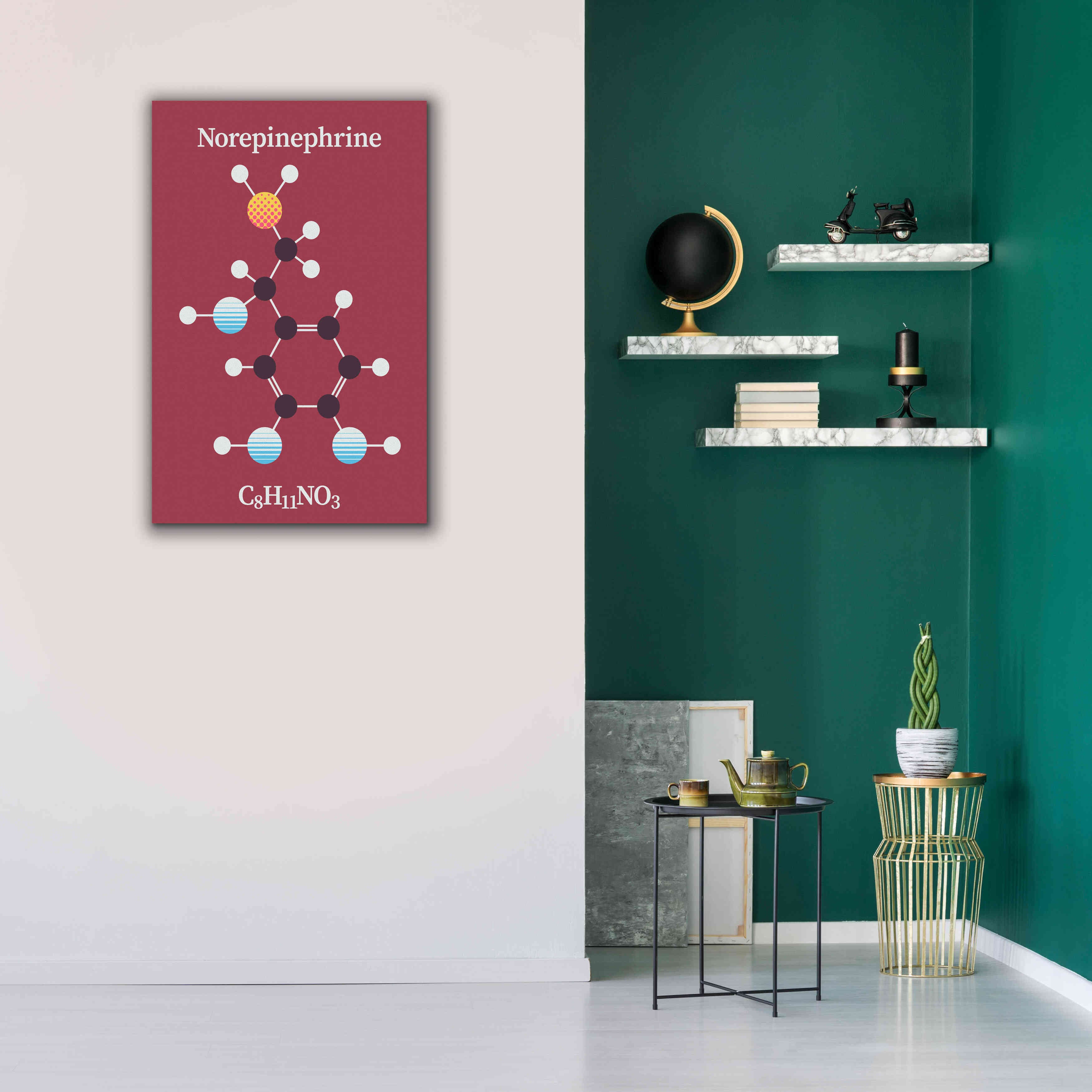 'Norepinephrine Molecule 2' by Epic Portfolio, Giclee Canvas Wall Art,26x40