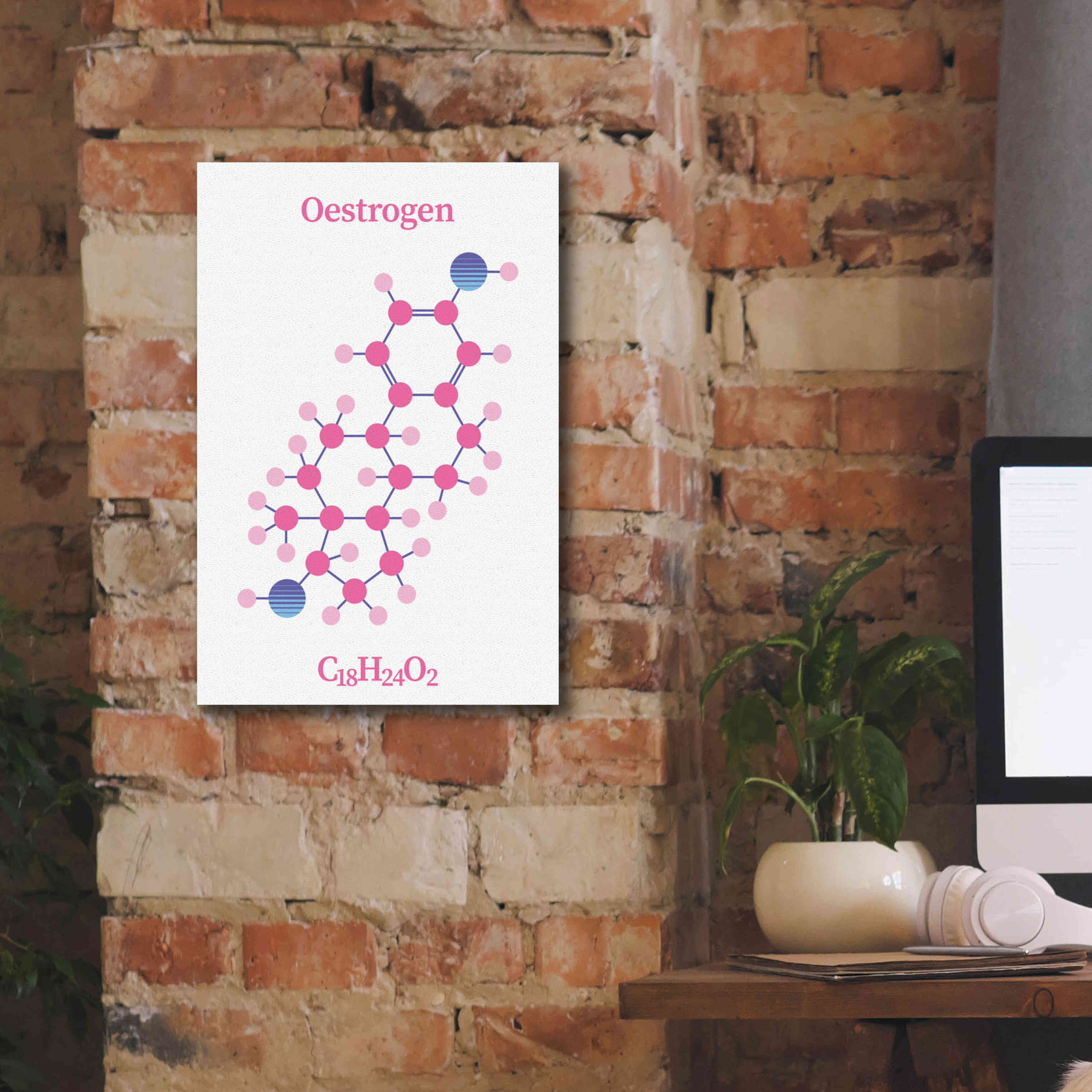 'Oestrogen Molecule' by Epic Portfolio, Giclee Canvas Wall Art,12x18