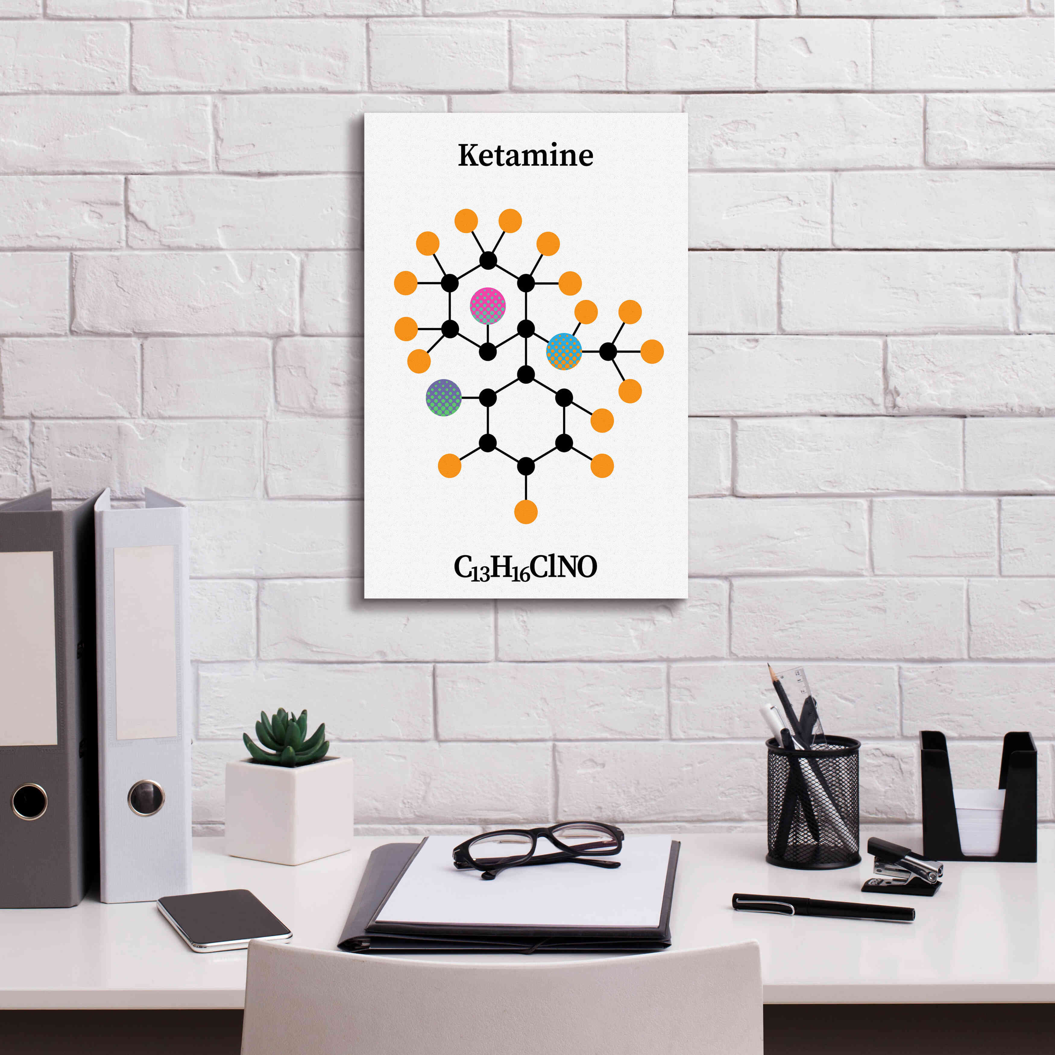 'Ketamine Molecule' by Epic Portfolio, Giclee Canvas Wall Art,12x18