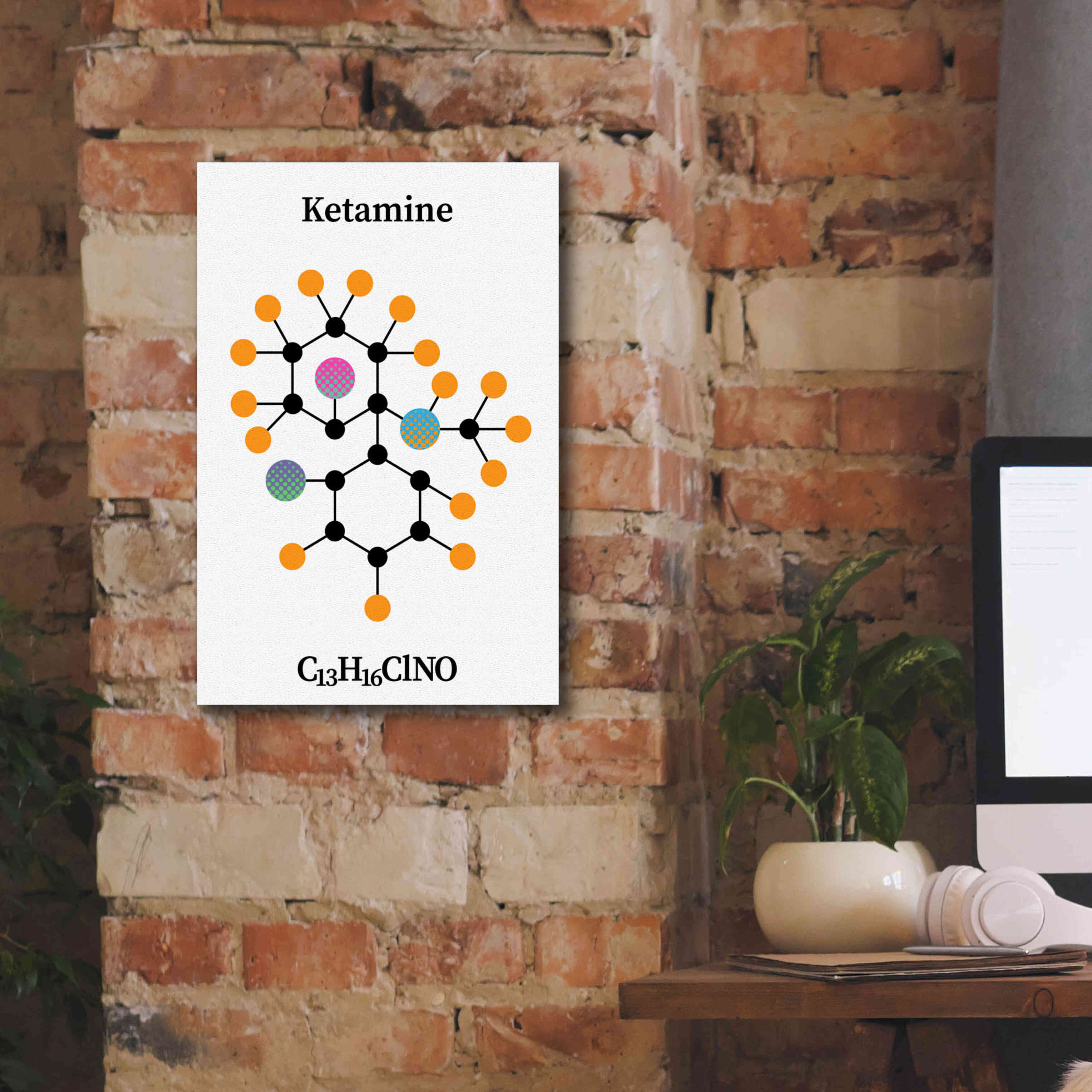'Ketamine Molecule' by Epic Portfolio, Giclee Canvas Wall Art,12x18