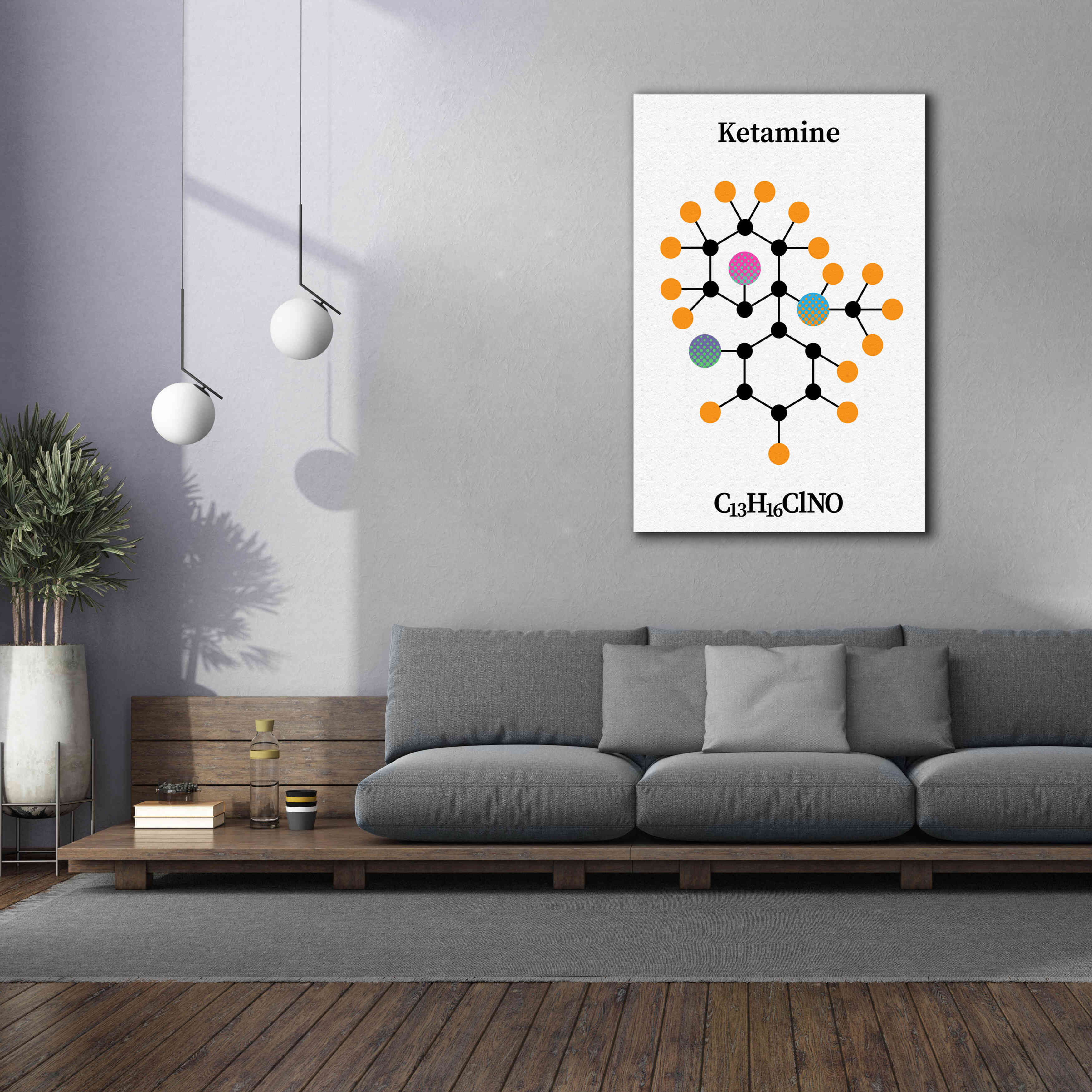 'Ketamine Molecule' by Epic Portfolio, Giclee Canvas Wall Art,40x60