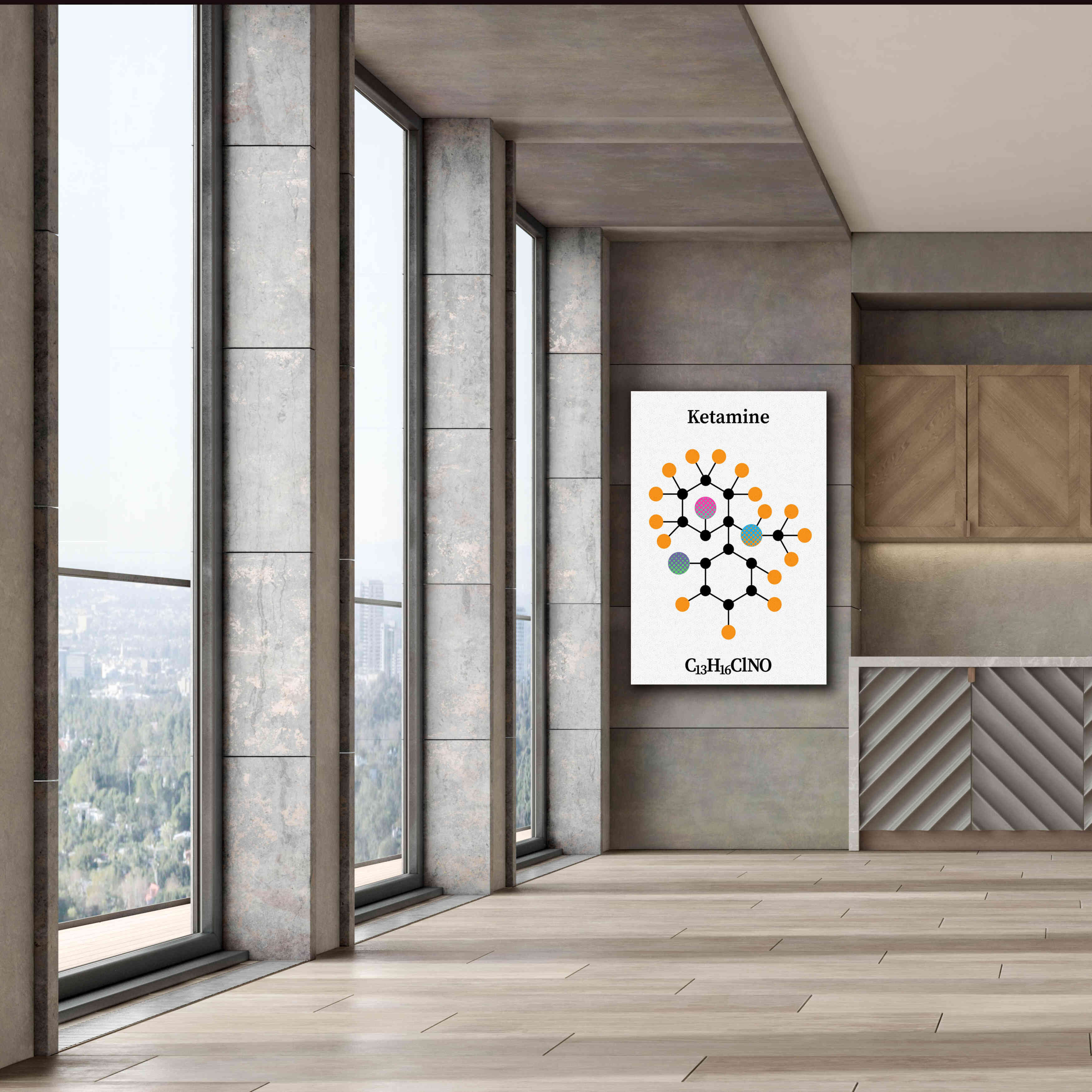 'Ketamine Molecule' by Epic Portfolio, Giclee Canvas Wall Art,40x60