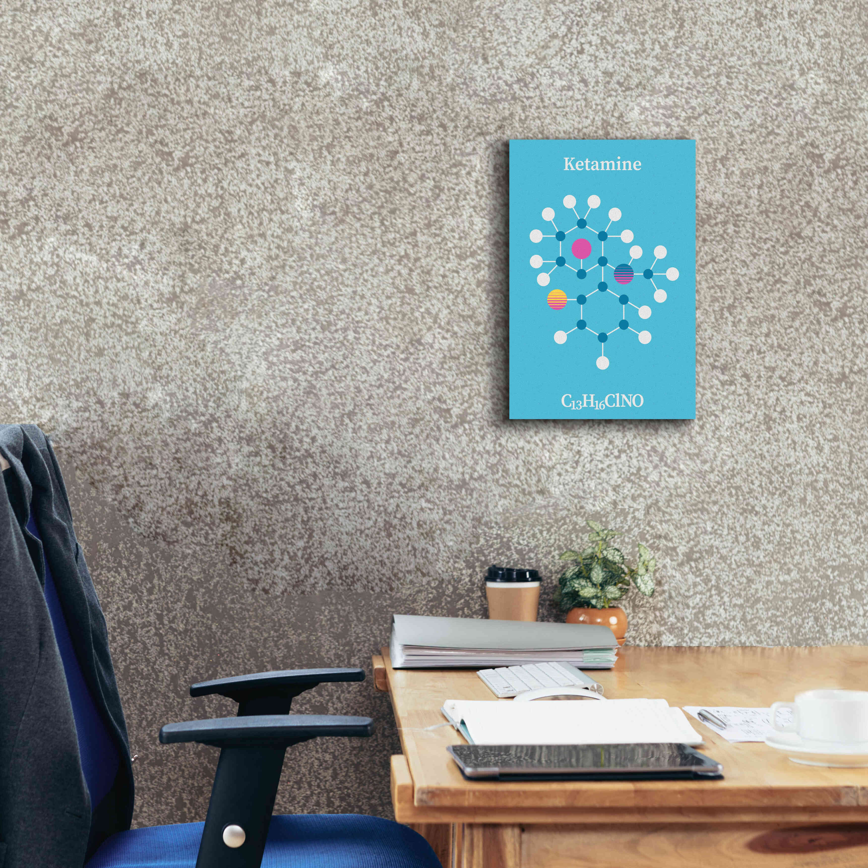 'Ketamine Molecule 2' by Epic Portfolio, Giclee Canvas Wall Art,12x18