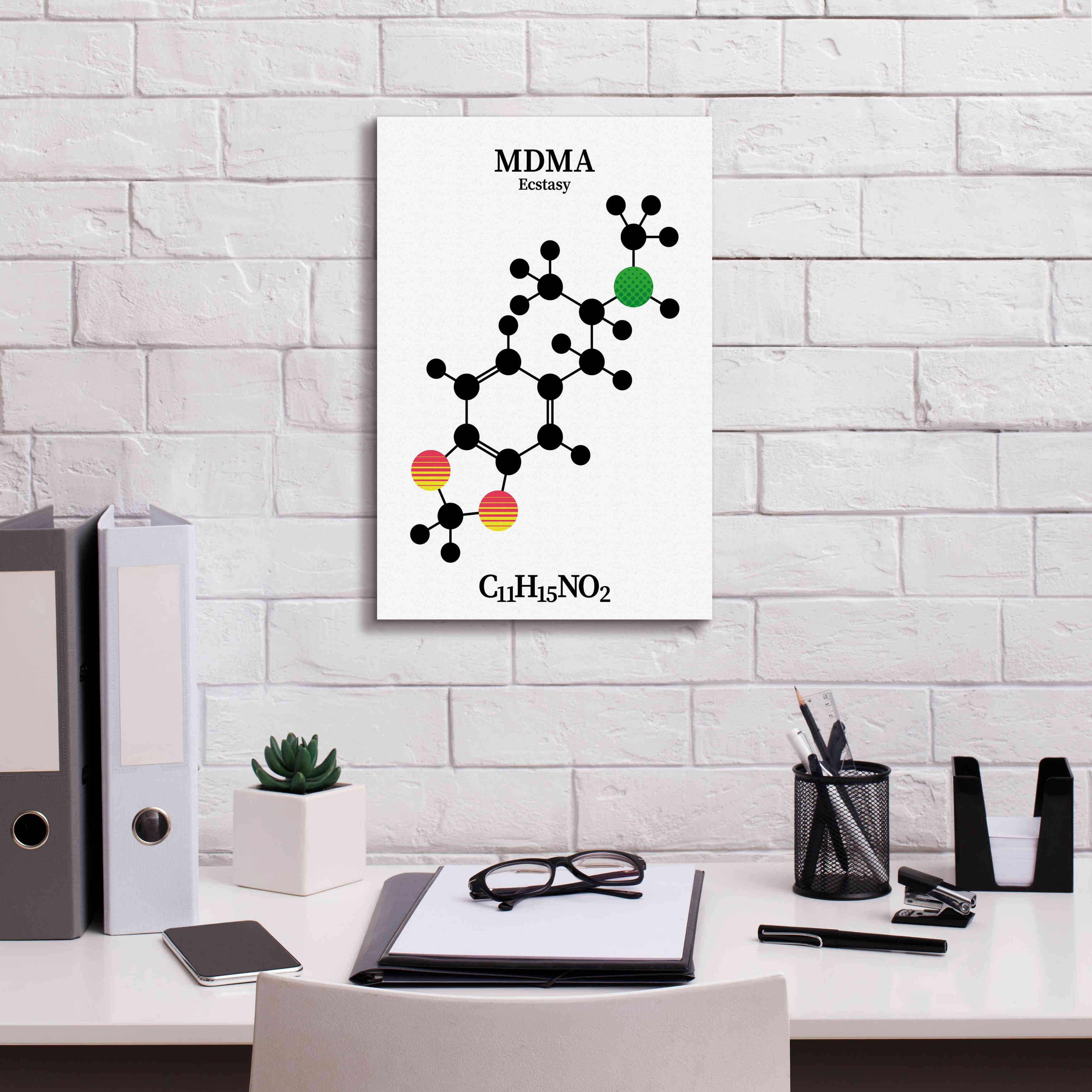 'MDMA Molecule' by Epic Portfolio, Giclee Canvas Wall Art,12x18