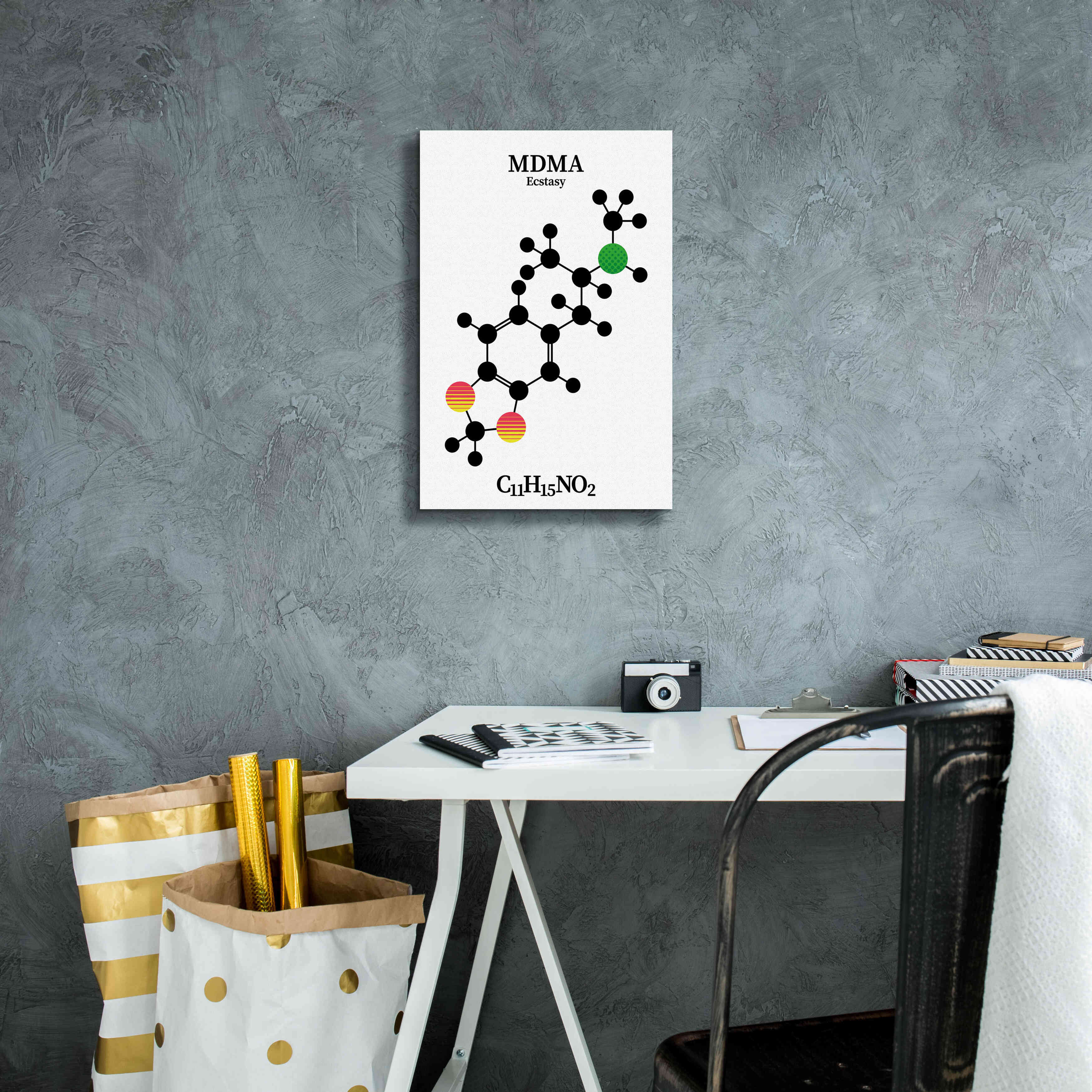 'MDMA Molecule' by Epic Portfolio, Giclee Canvas Wall Art,12x18