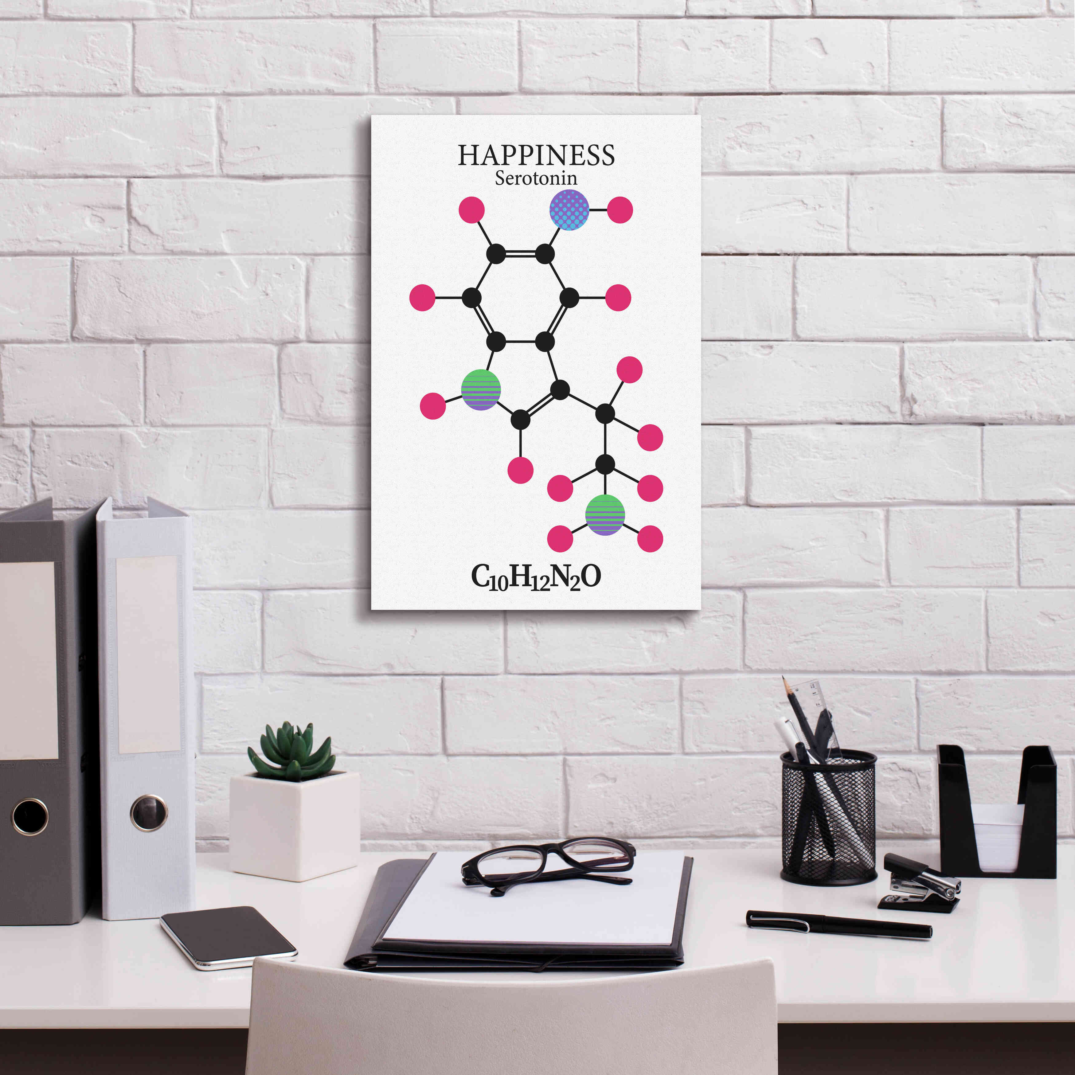 'Serotonin Molecule' by Epic Portfolio, Giclee Canvas Wall Art,12x18