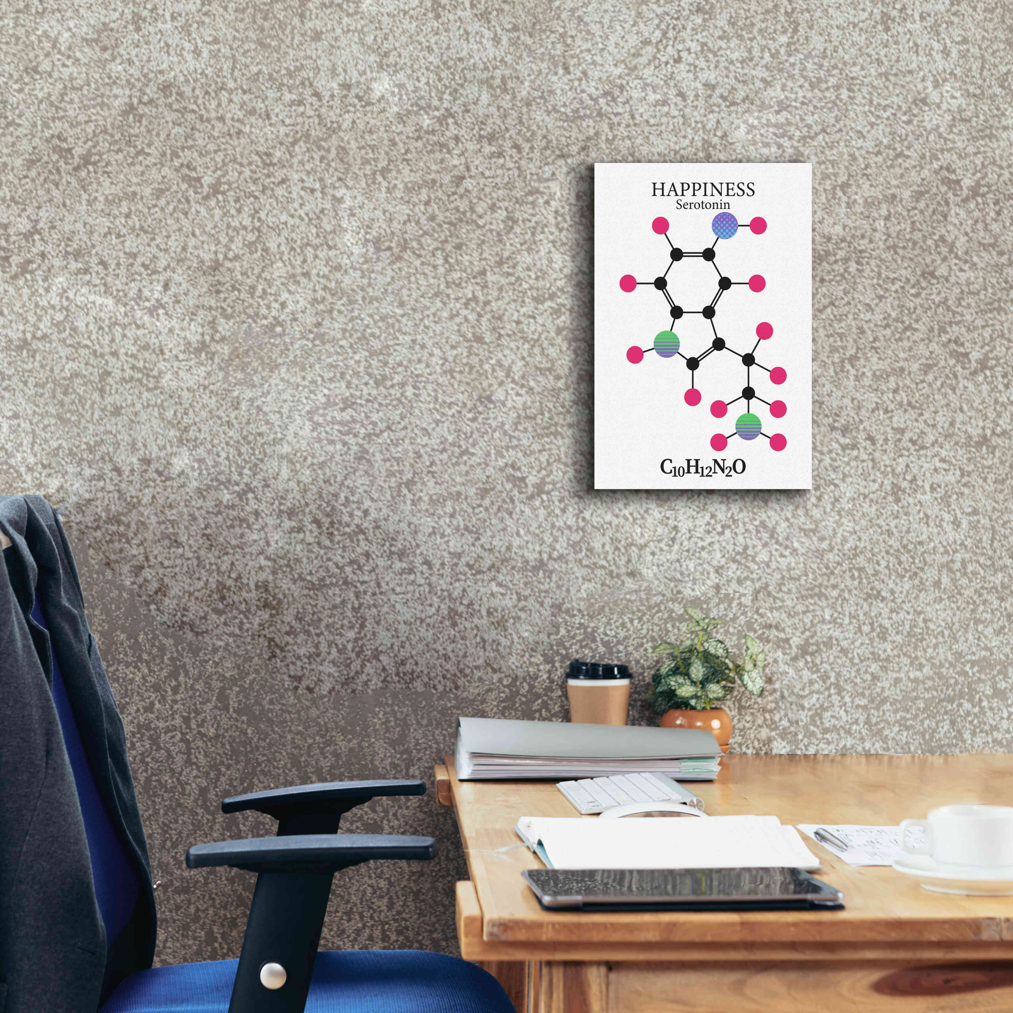 'Serotonin Molecule' by Epic Portfolio, Giclee Canvas Wall Art,12x18