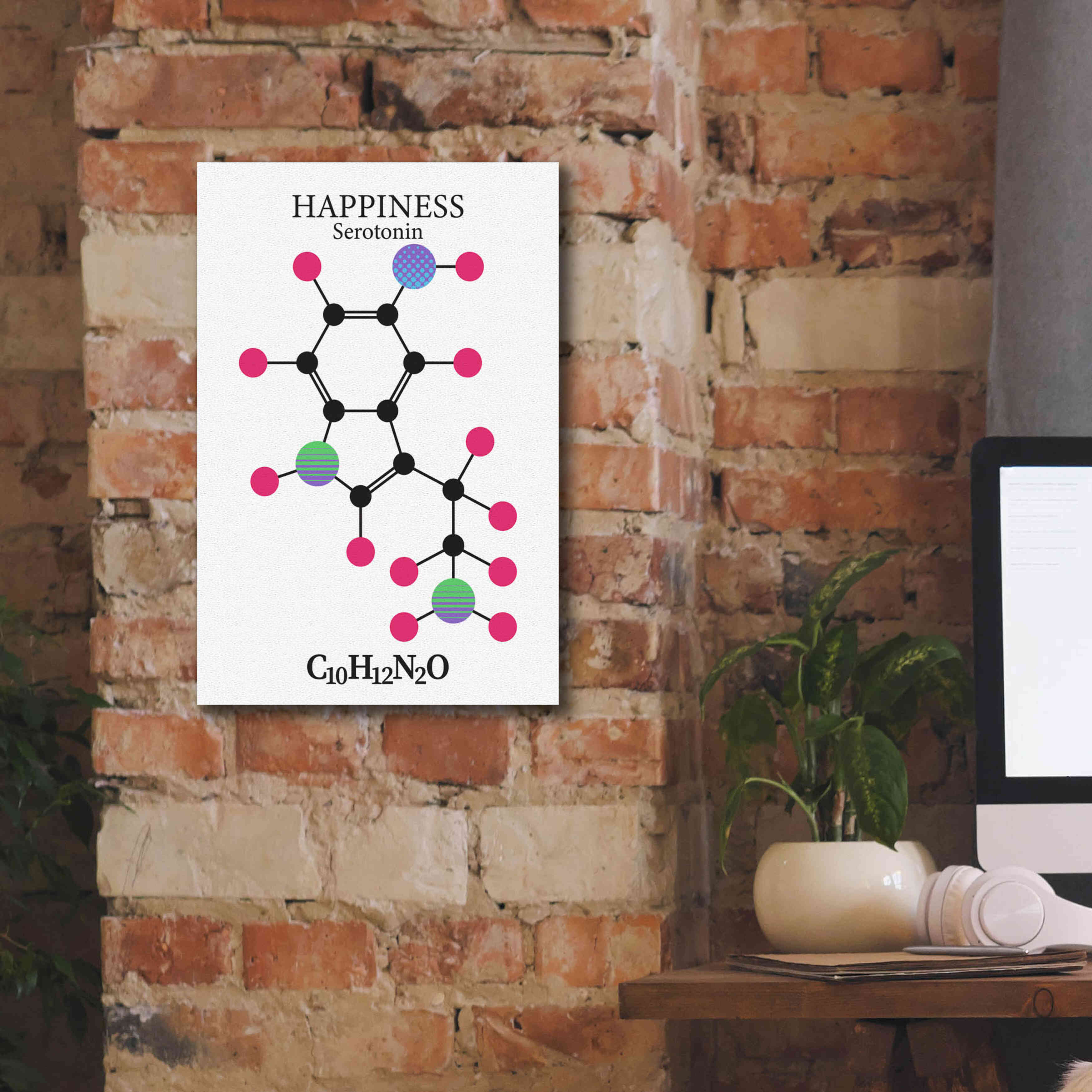 'Serotonin Molecule' by Epic Portfolio, Giclee Canvas Wall Art,12x18