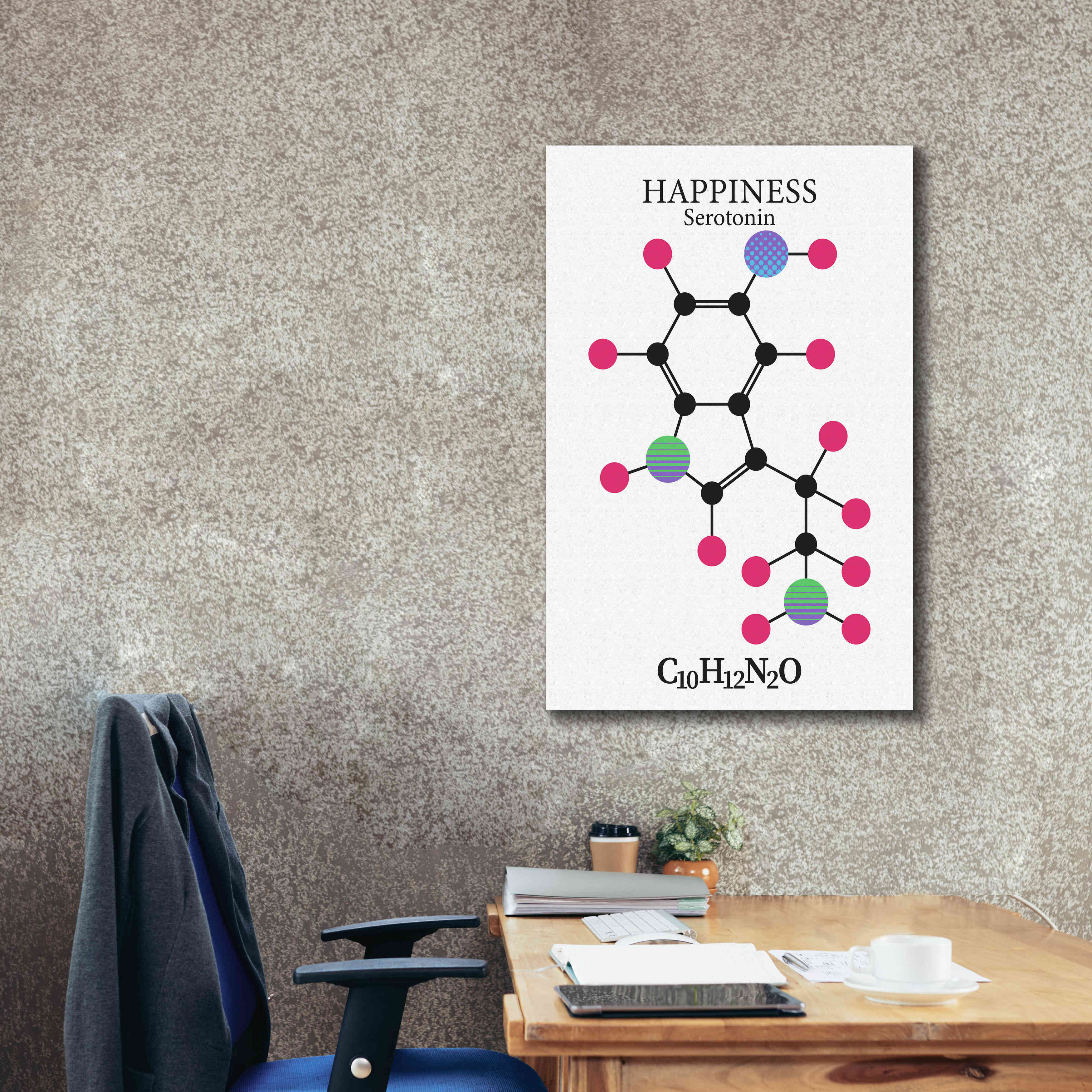 'Serotonin Molecule' by Epic Portfolio, Giclee Canvas Wall Art,26x40