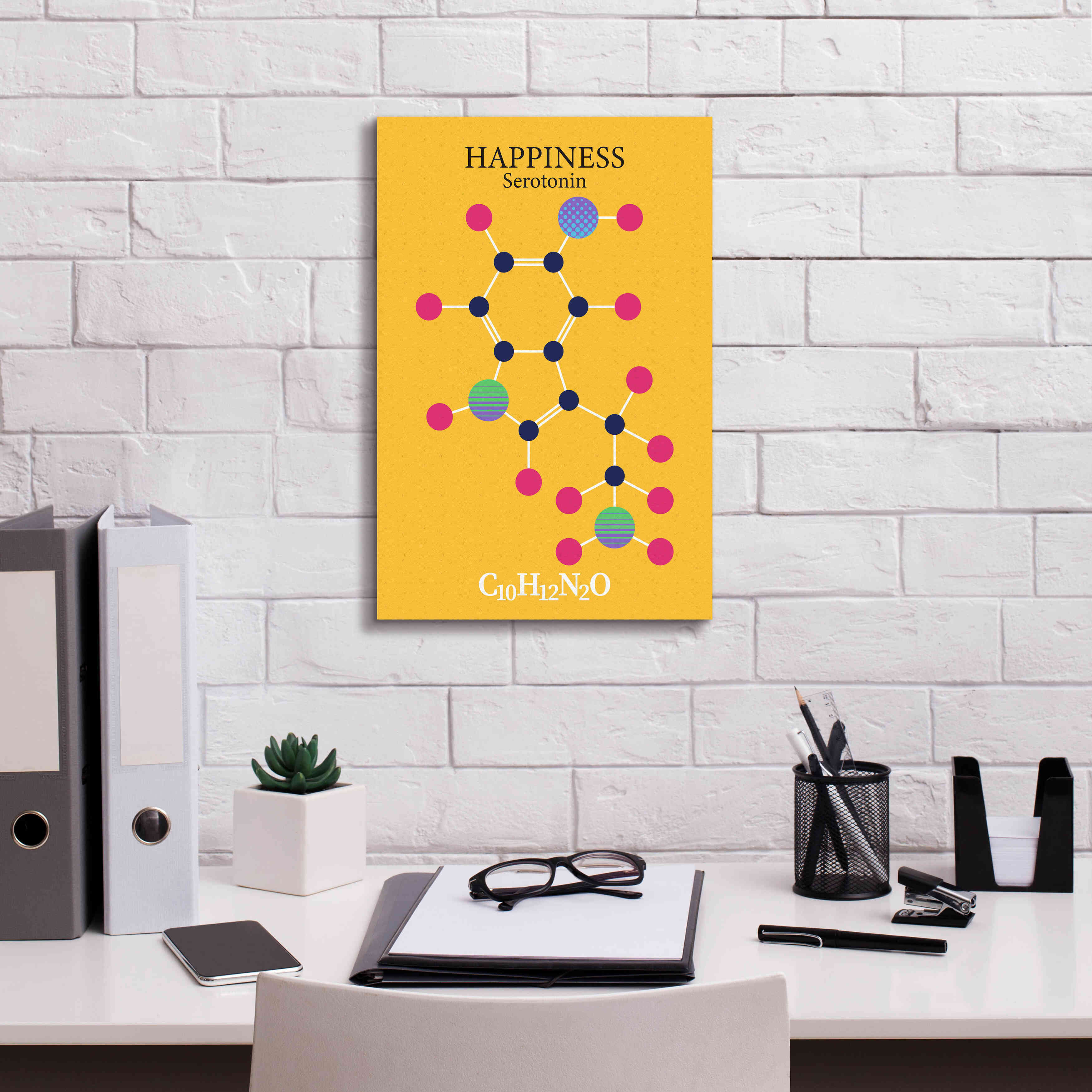 'Serotonin Molecule 2' by Epic Portfolio, Giclee Canvas Wall Art,12x18