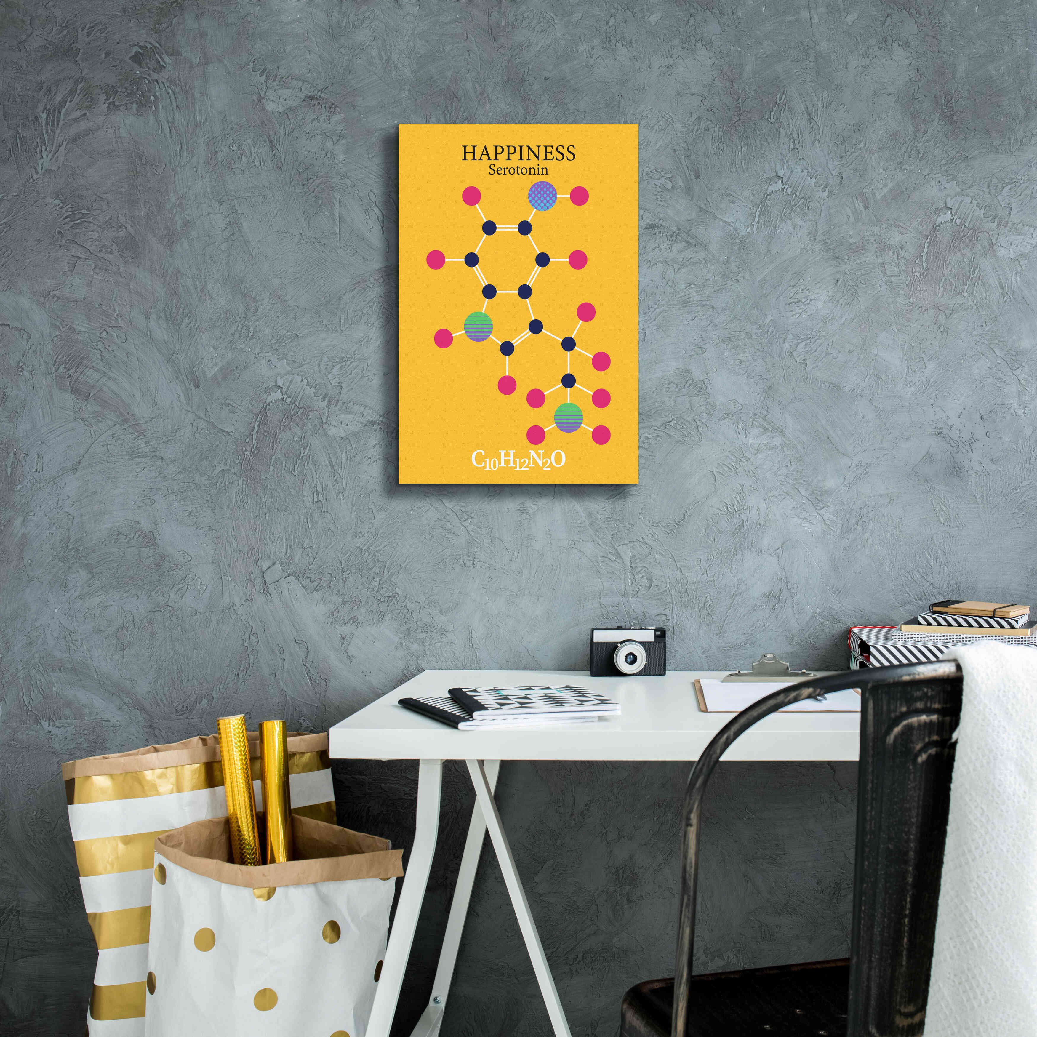 'Serotonin Molecule 2' by Epic Portfolio, Giclee Canvas Wall Art,12x18