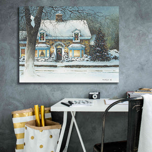 'Snow Softly Falling' by John Rossini, Giclee Canvas Wall Art,34x26