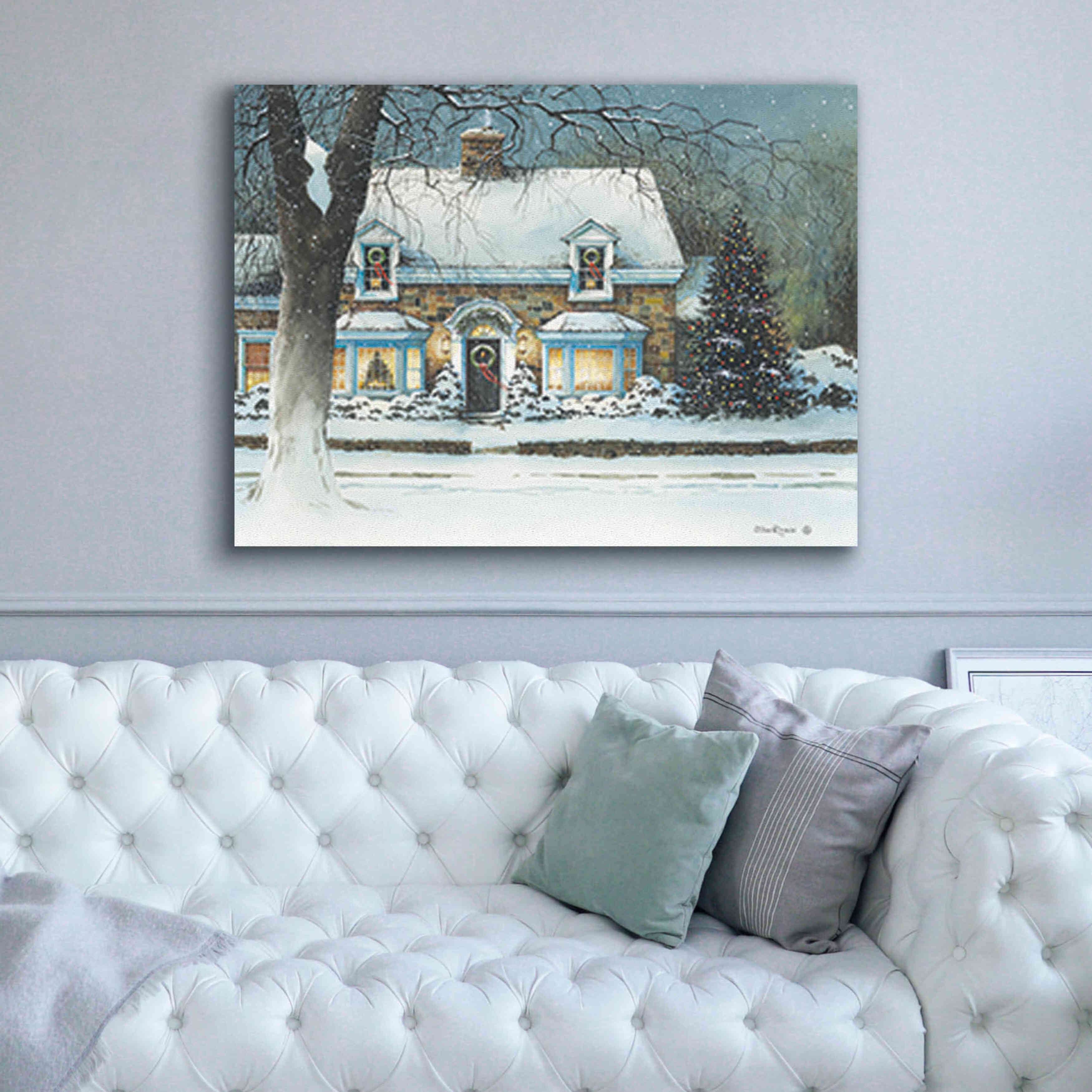'Snow Softly Falling' by John Rossini, Giclee Canvas Wall Art,54x40
