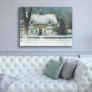 'Snow Softly Falling' by John Rossini, Giclee Canvas Wall Art,54x40