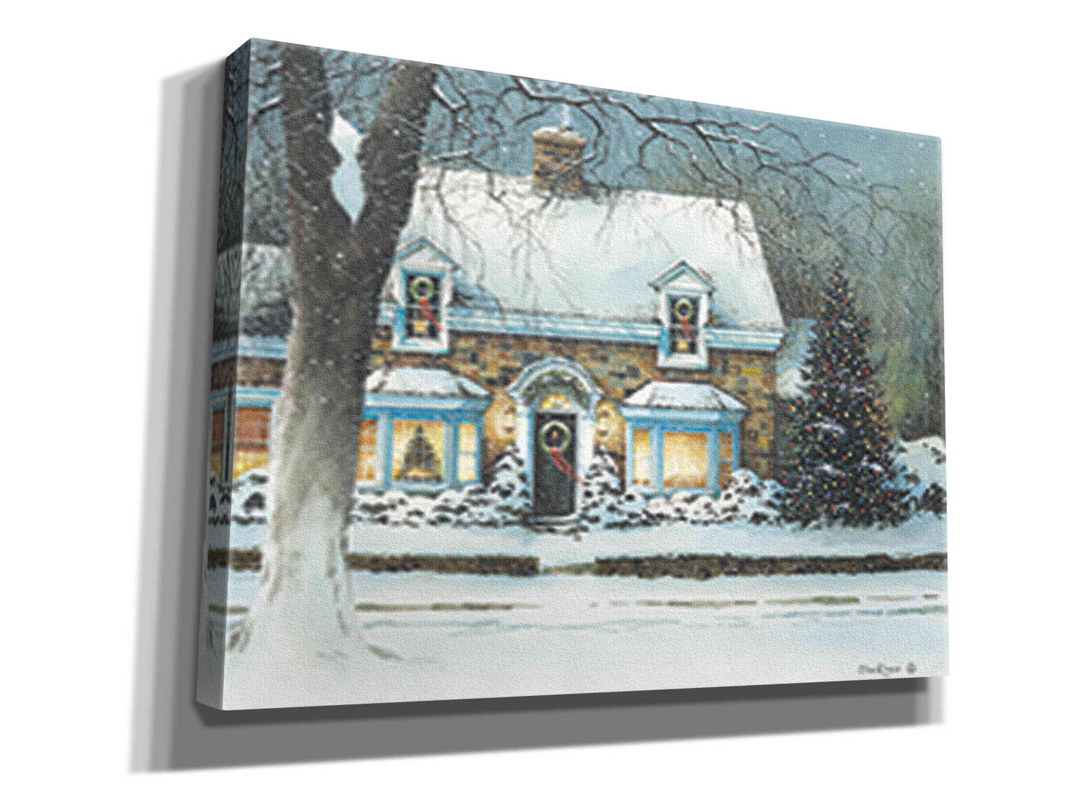 'Snow Softly Falling' by John Rossini, Giclee Canvas Wall Art