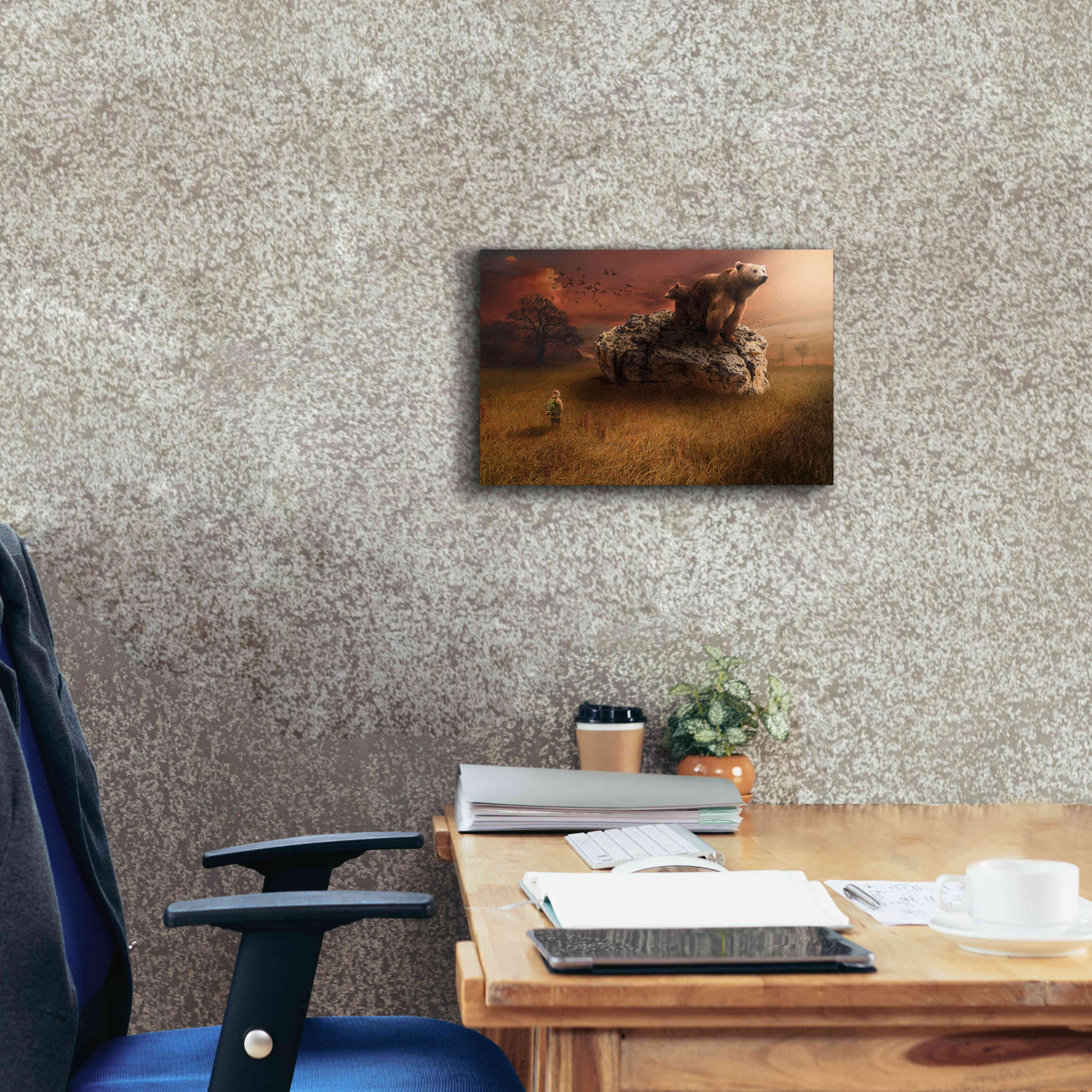 'Bear With Me' by Alan, Giclee Canvas Wall Art,18x12