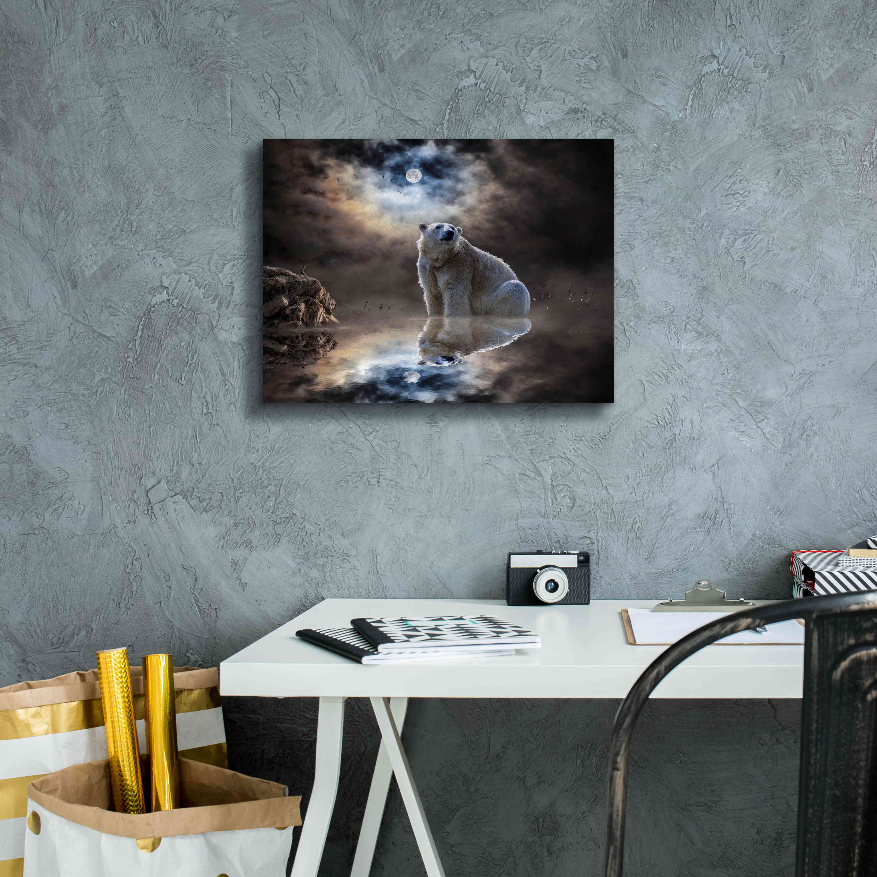 'Polar Bear Reflections' by Alan, Giclee Canvas Wall Art,16x12