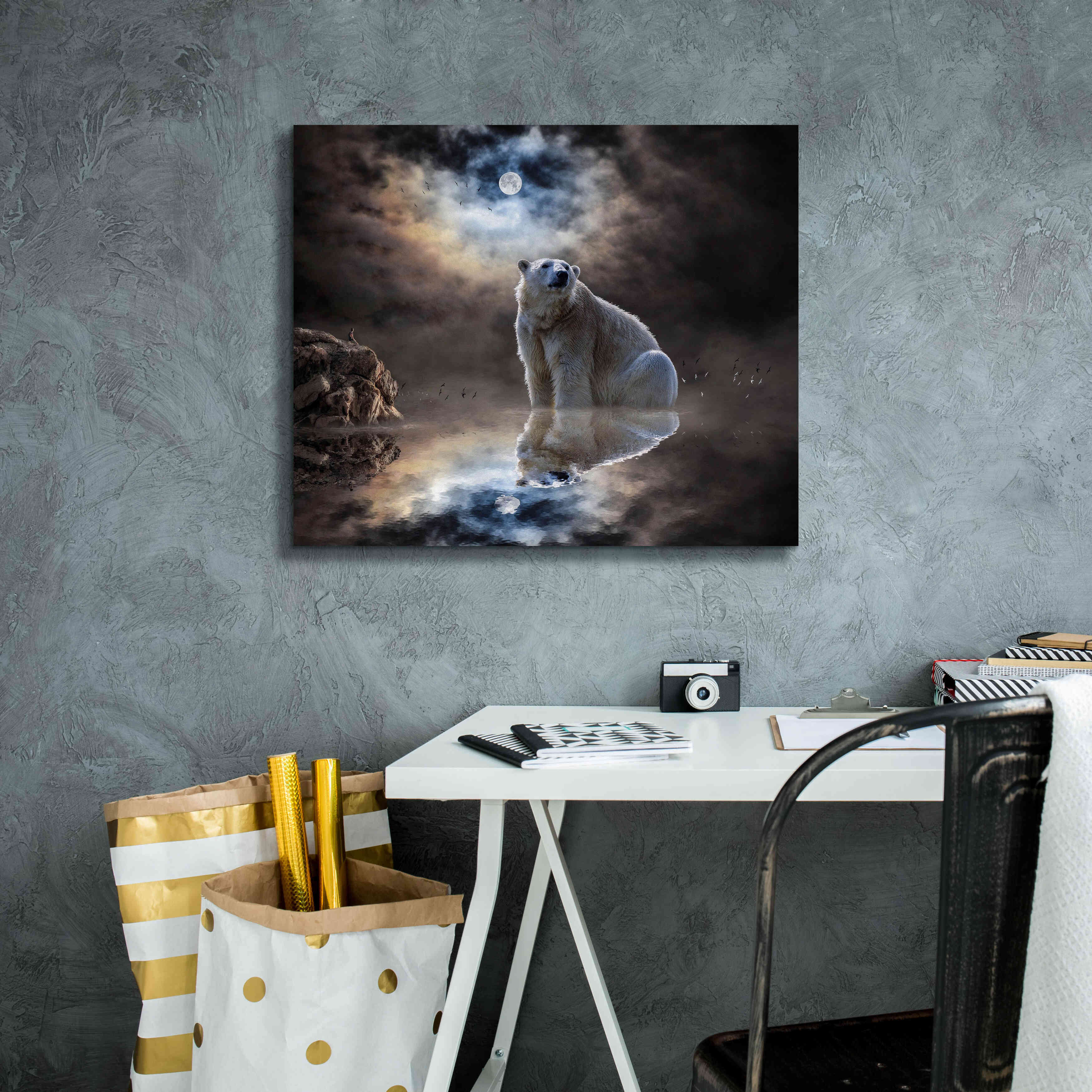 'Polar Bear Reflections' by Alan, Giclee Canvas Wall Art,24x20