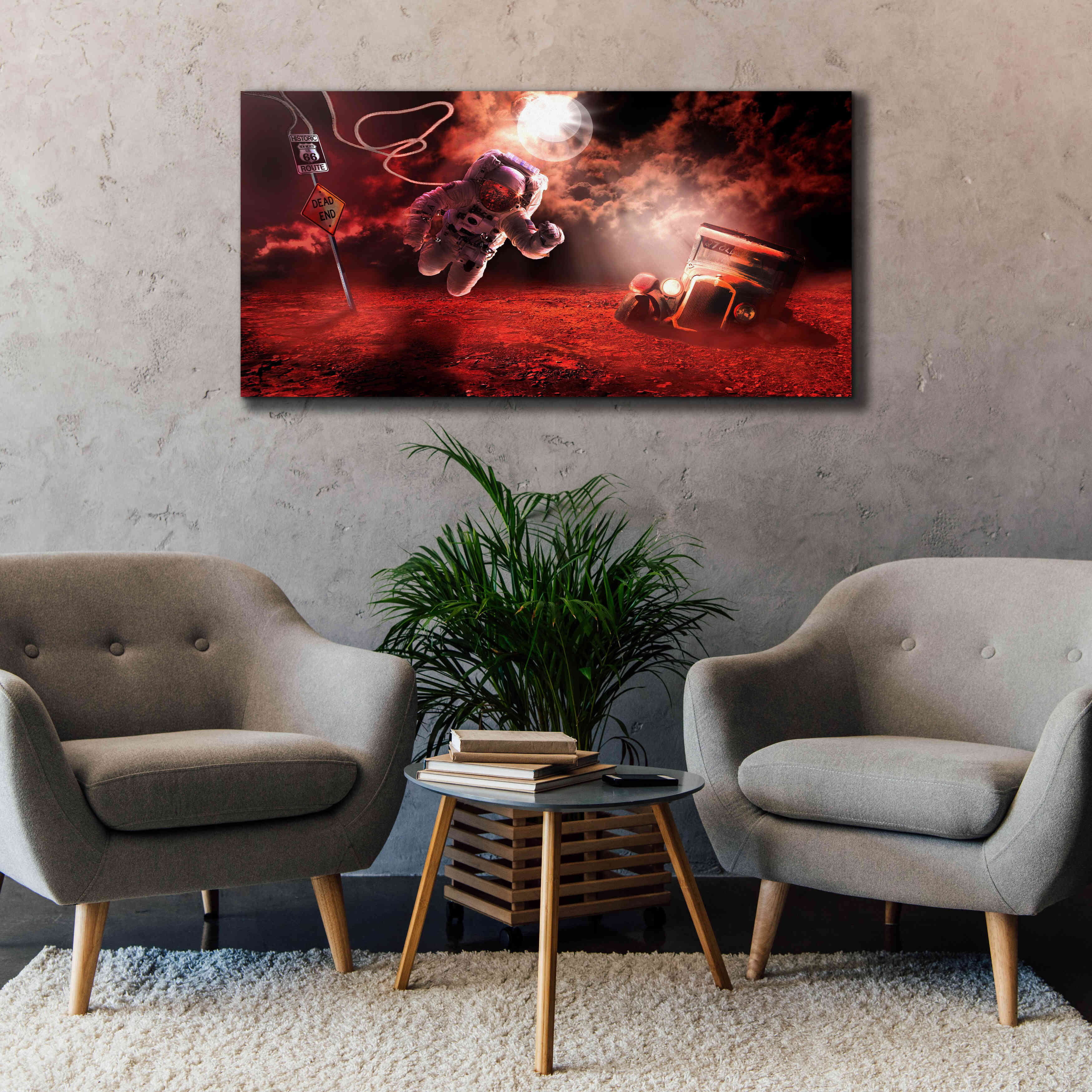 'Space Kicks on Route 66' by Alan, Giclee Canvas Wall Art,60x30