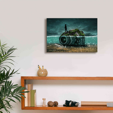 Image of 'Capturing Fish' by Alan, Giclee Canvas Wall Art,18x12