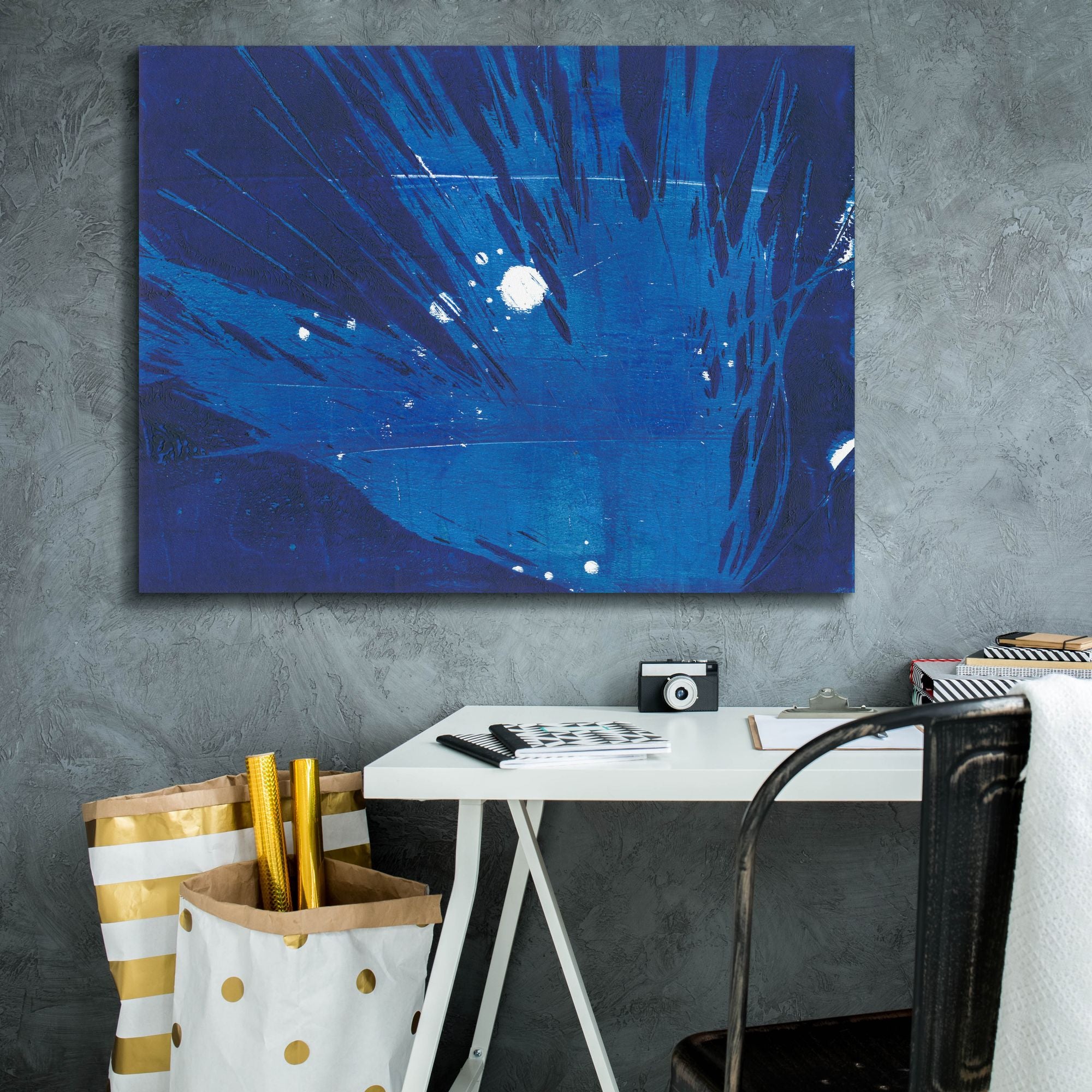 'Indigo Burst I' by Regina Moore, Canvas Wall Art,34 x 26