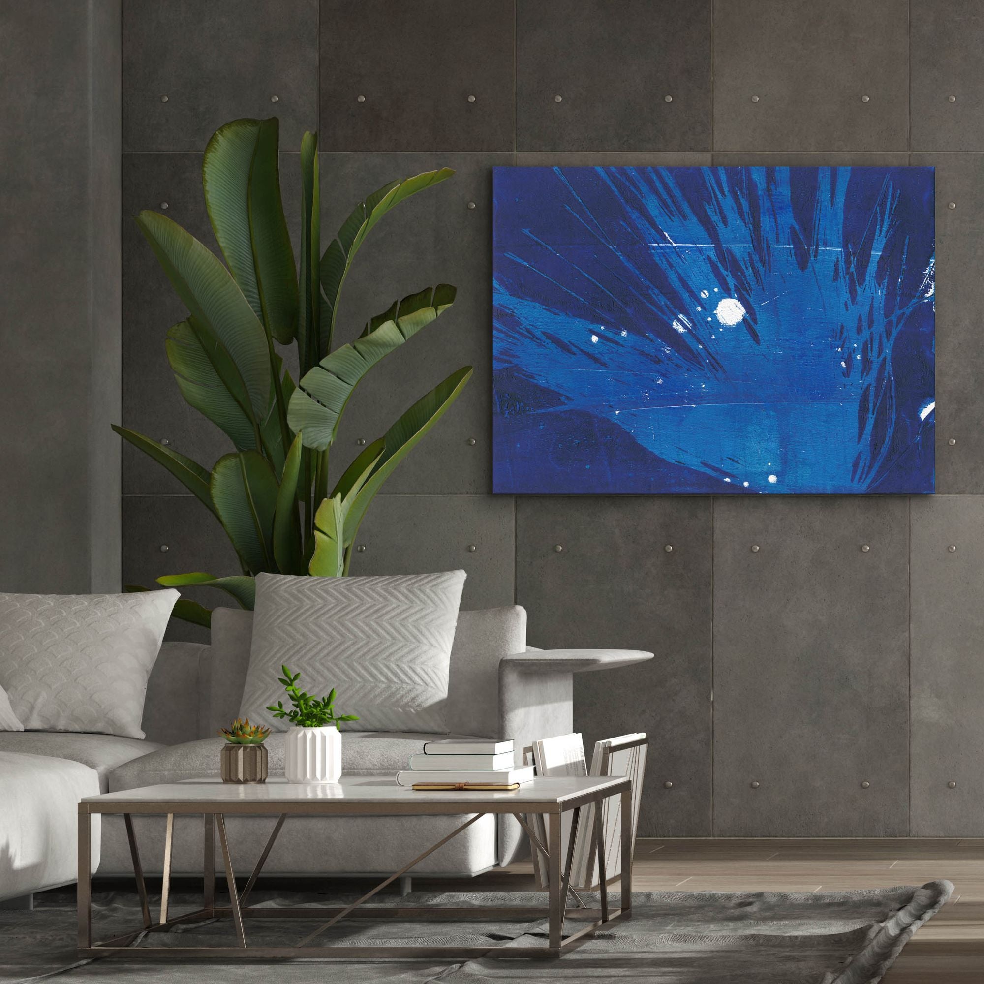 'Indigo Burst I' by Regina Moore, Canvas Wall Art,54x40